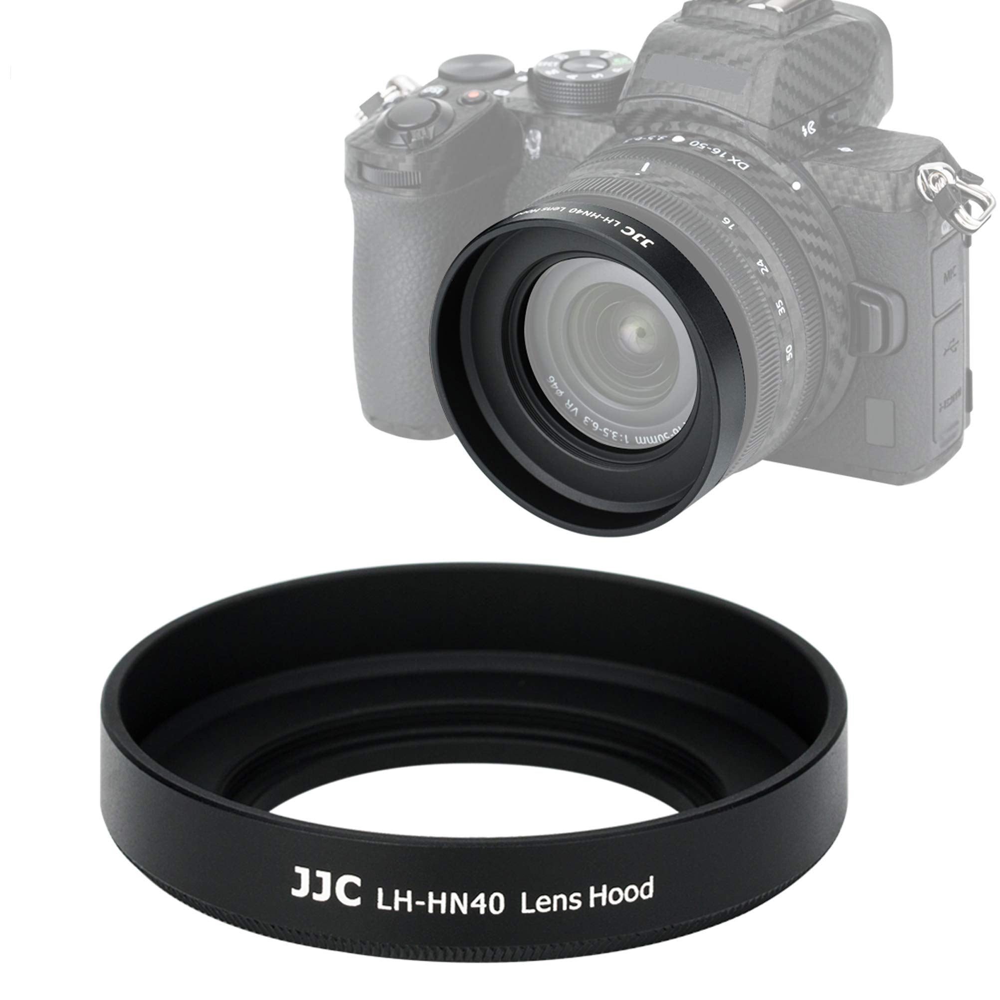 Fotasy JJC Dedicated Black Screw-in Lens Hood Shade for Nikon NIKKOR Z DX 16-50mm f/3.5-6.3 VR, Replace HN-40 Lense Hood, Compat