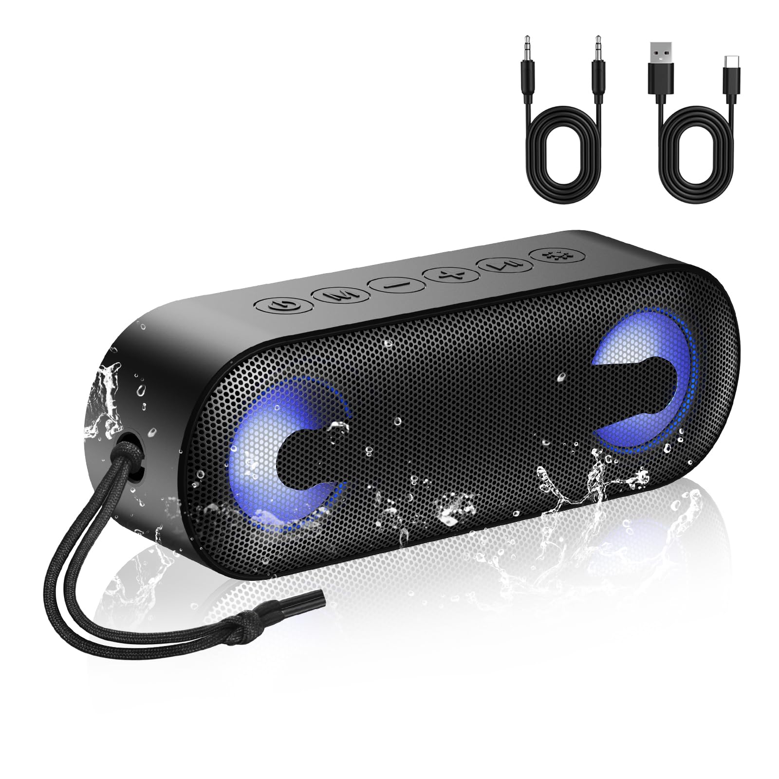 IKT Portable Bluetooth Speaker with Lights x Holidays/World Cup Stuffers, Loud Stereo Sound, BT5.4, Enhanced Bass,30H Playtime,T