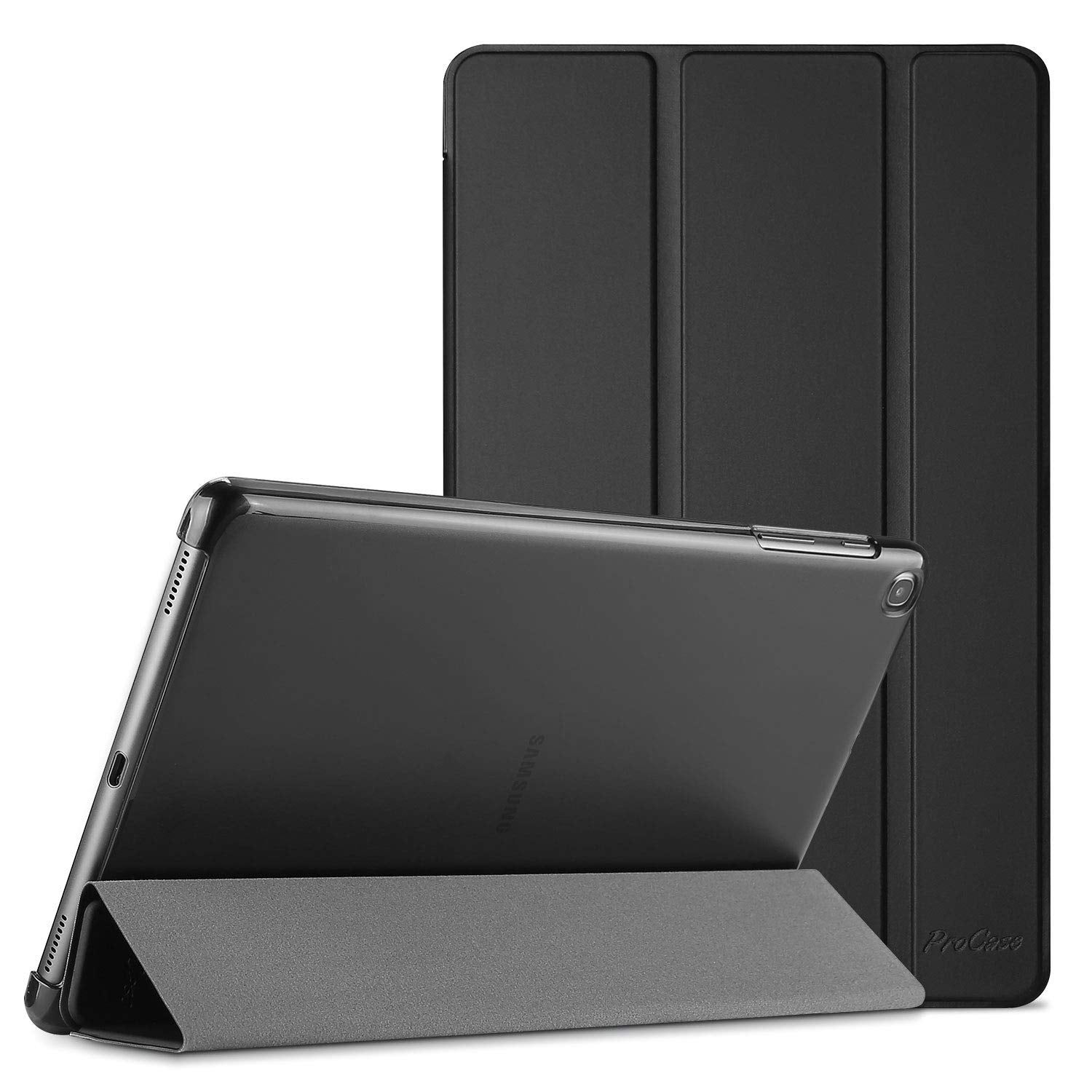 Procase Slim Case For Galaxy Tab A 10.1 2019 Model T510 T515 T517, Lightweight Stand Case Shell Cover For 10.1 Inch Galaxy Tab A Tablet Sm T510 Sm T515 Sm T517 2019 Release  Black