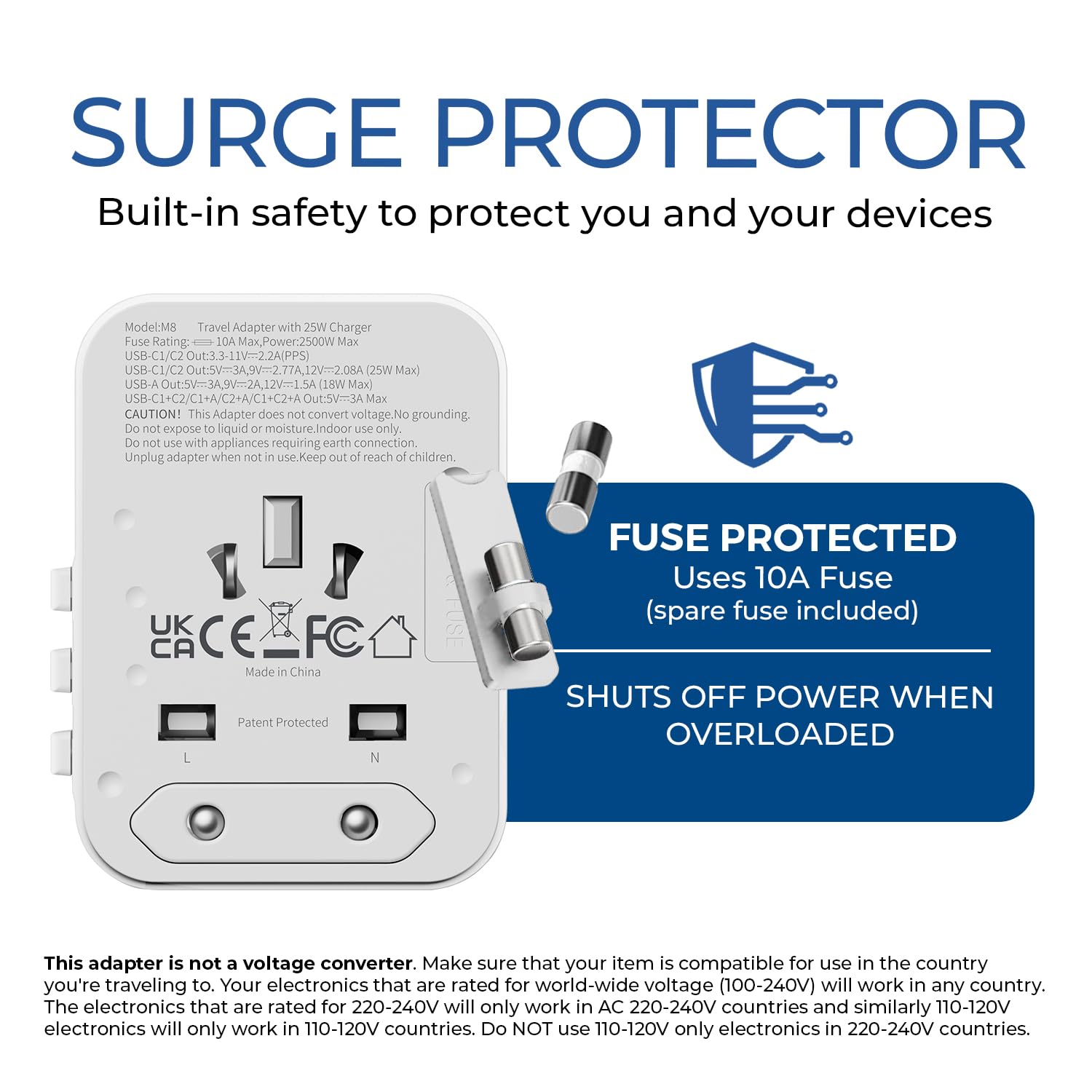Orei 25Watt Universal Travel Adapter | 2X Usbc 1Xusb A   4 In 1 Universal Power Adapter | Universal Chargers For All Devices Com