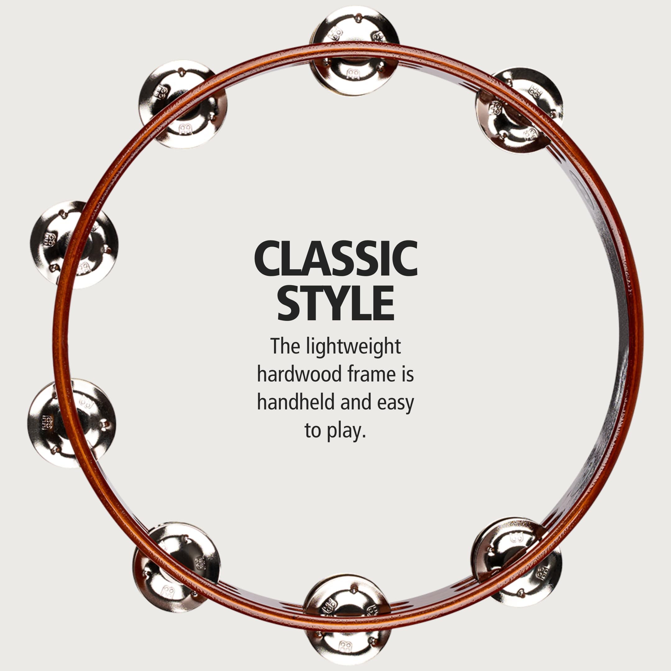 Meinl Percussion Traditional Wood Tambourine With Nickel Plated Steel Jingles, Double Row � Not Made In China � For All Musicians, 2 Year Warranty (Ta2Ab)