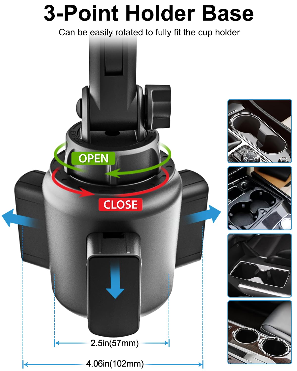 Woleyi Cup Holder Car Tablet Mount, Ipad Mount Holder For Car/Truck, 360 Rotation Adjustable Universal Tablet Stand Cradle Compa