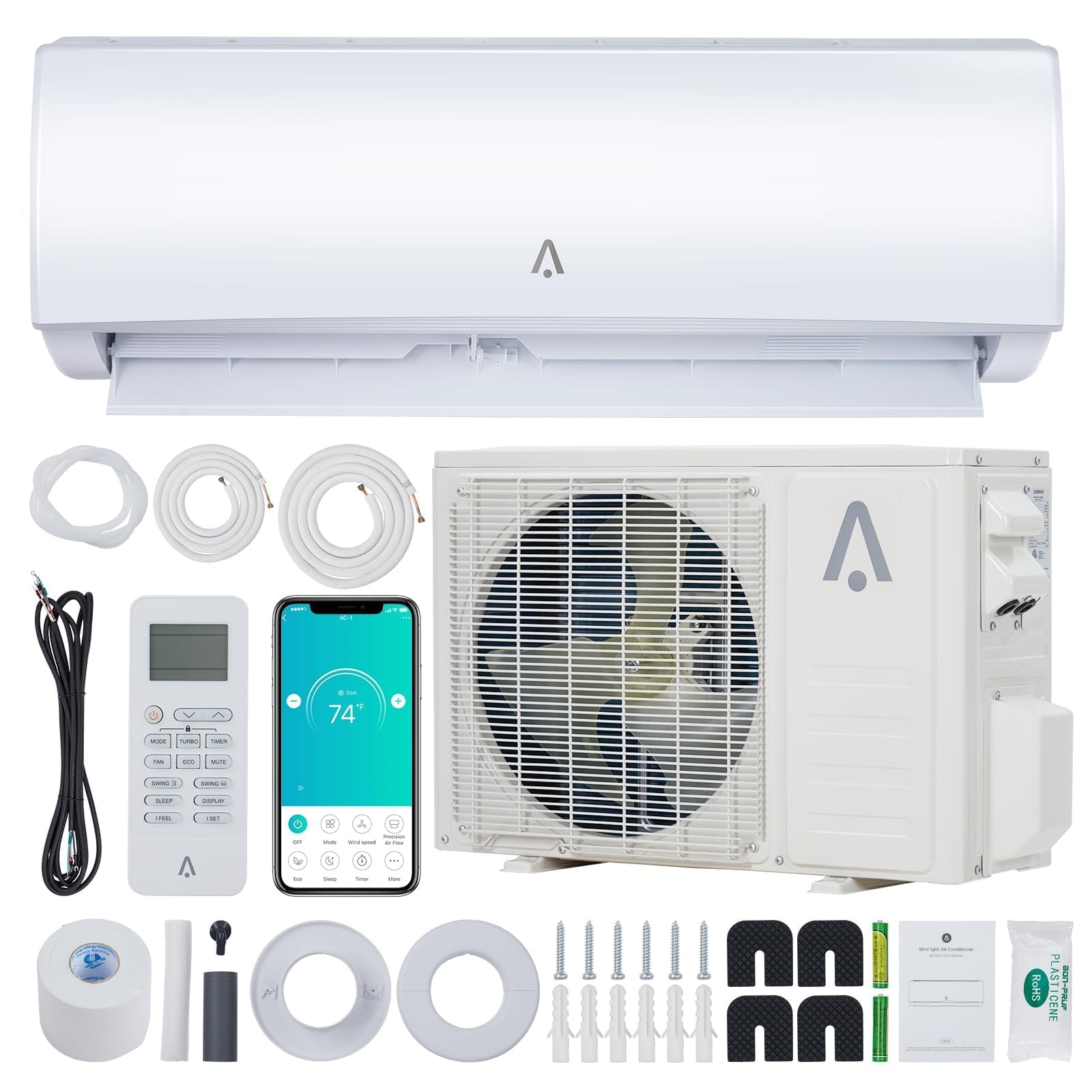 Garvee 9000 BTU Mini Split Air Conditioner& Heater,WiFi Enabled, 19 SEER2 115V, Cools 550 Sq.Ft, Alexa Compatible, Remote Contro