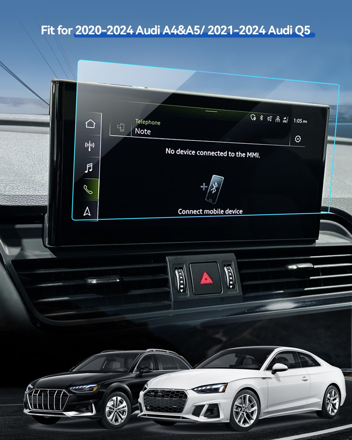 Lantu Car Screen Protector For 2024 2023 2022 2021 2020 Audi A4 A5 Q5 Accessories Navigation Touchscreen Protector Film Tempered