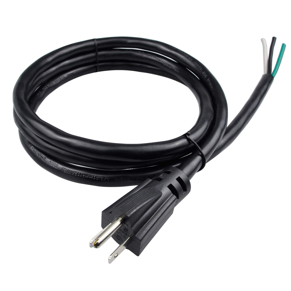 Pinfox 6Ft 12 Gauge 3 Prong Heavy Duty Replacement Power Supply Cord Cable 110V 115V 120V Pigtail, Male To Male For Appliance, N