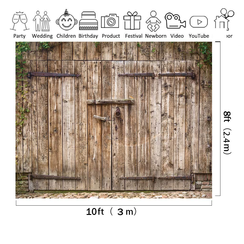 Riyidecor Rustic Wood Backdrop Farmhouse Barn Door Photography Backgrounds 10Wx8H Feet Retro Antique Brown Family Reunion Plank Shabby Chic Photo Shoot Party Birthday Decor Props Photo Shoot Vinyl