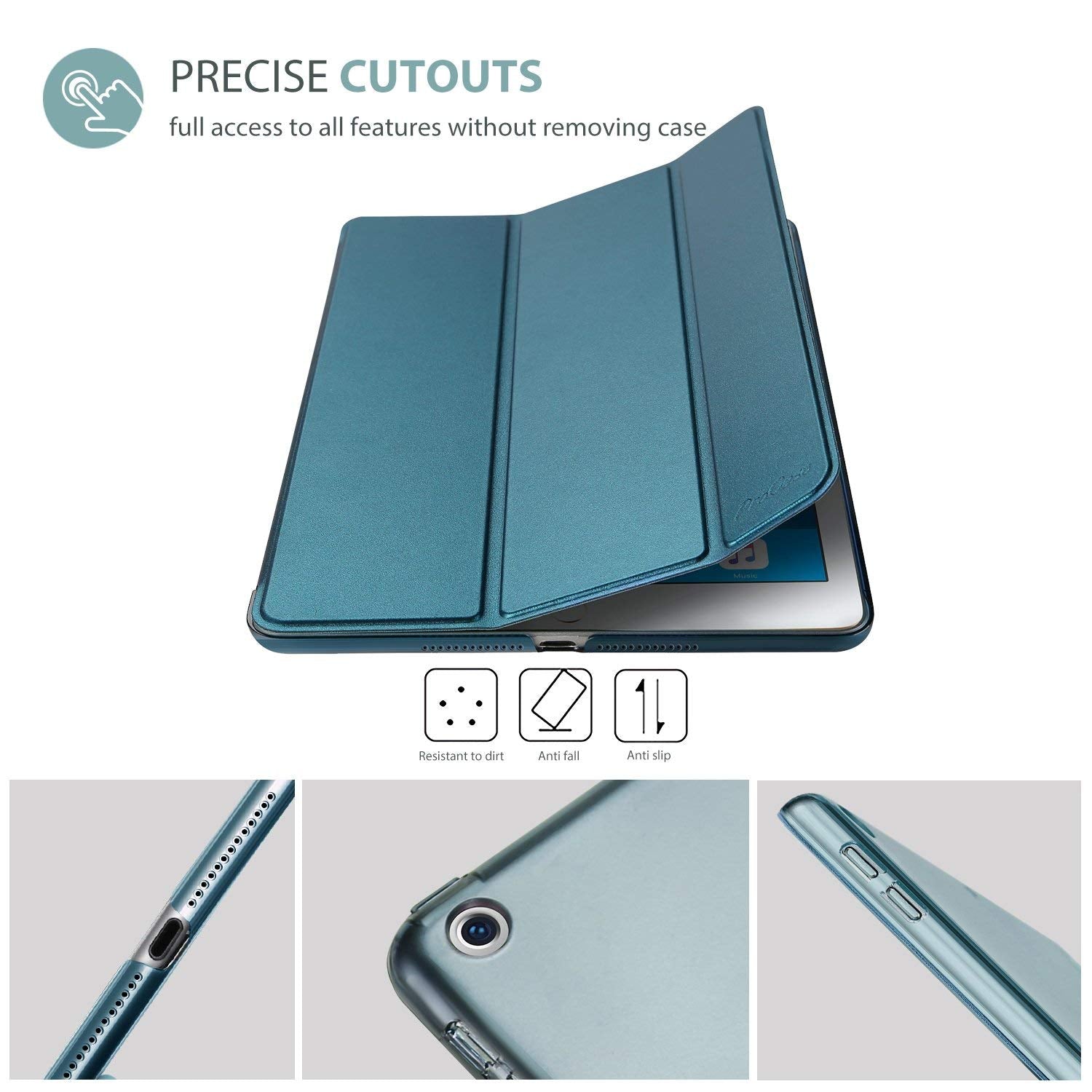Procase Smart Case For Ipad 9.7 Inch Ipad 6Th/5Th Generation Case 2018 2017(Model: A1893 A1954 A1822 A1823), Ultra Slim Lightweight Stand Case With Translucent Frosted Back Smart Cover  Teal