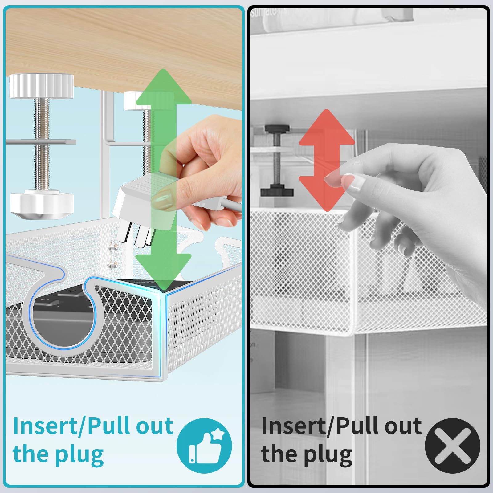 Under Desk Cable Management Tray White, No Drill Desk Cable Management Organizer With Clamp For Desk Wire Management, Desk Pc Co