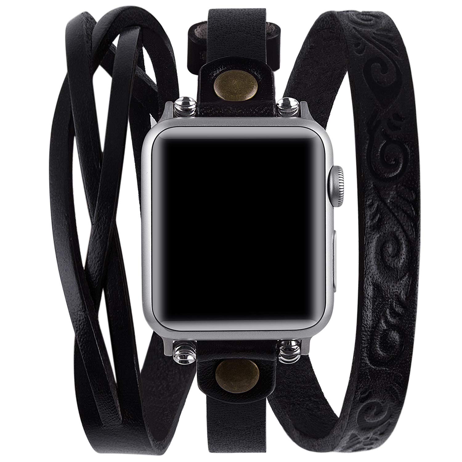 Vikoros Leather Double Wrap Band Compatible For Apple Watch 44Mm 42Mm 45Mm 49Mm Ultra Iwatch Series 8/7/6/5/4/3 Womens, Cool Wov