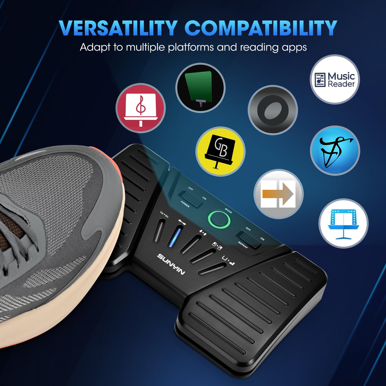 Wireless Page Turner Pedal Buletooth Foot Pedal Music Page Turner Pedal For Phones Ipad Tablets Phone Rechargeable Hands Free Pa