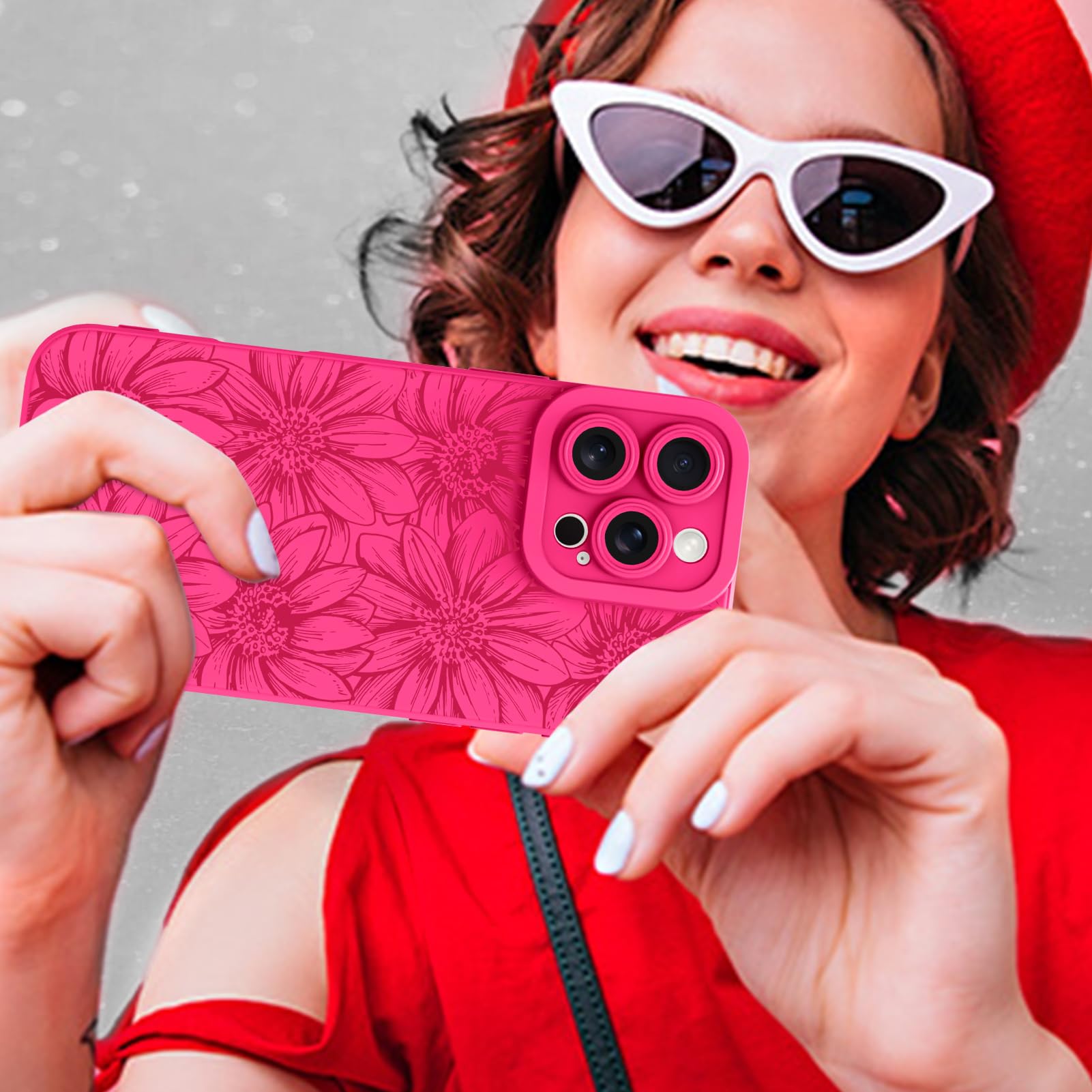 Mzelq For Iphone 16 Pro Case Case, Silicone Floral Flowers Sunflowers Cute Pattern, Camera Protection Soft Slim Phone Case For G