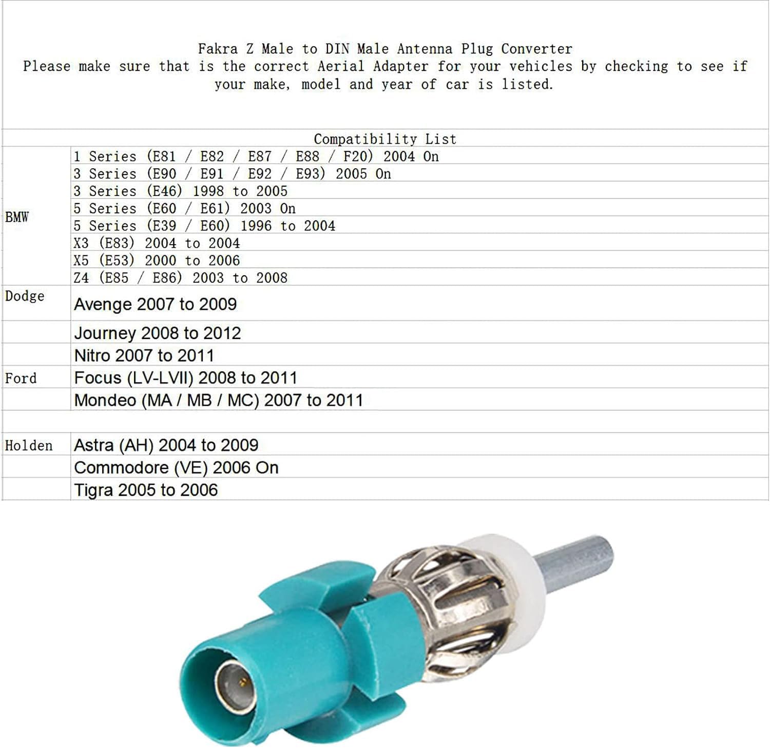 Onelinkmore Car Antenna Universal Vehicle Radio Stereo Am & Fm Antenna Connector Cable Fakra Z Male Female To Din Plug Connector Cable For Car Stereo Audio Hd Radio Head Unit Cd Media Player Receiver