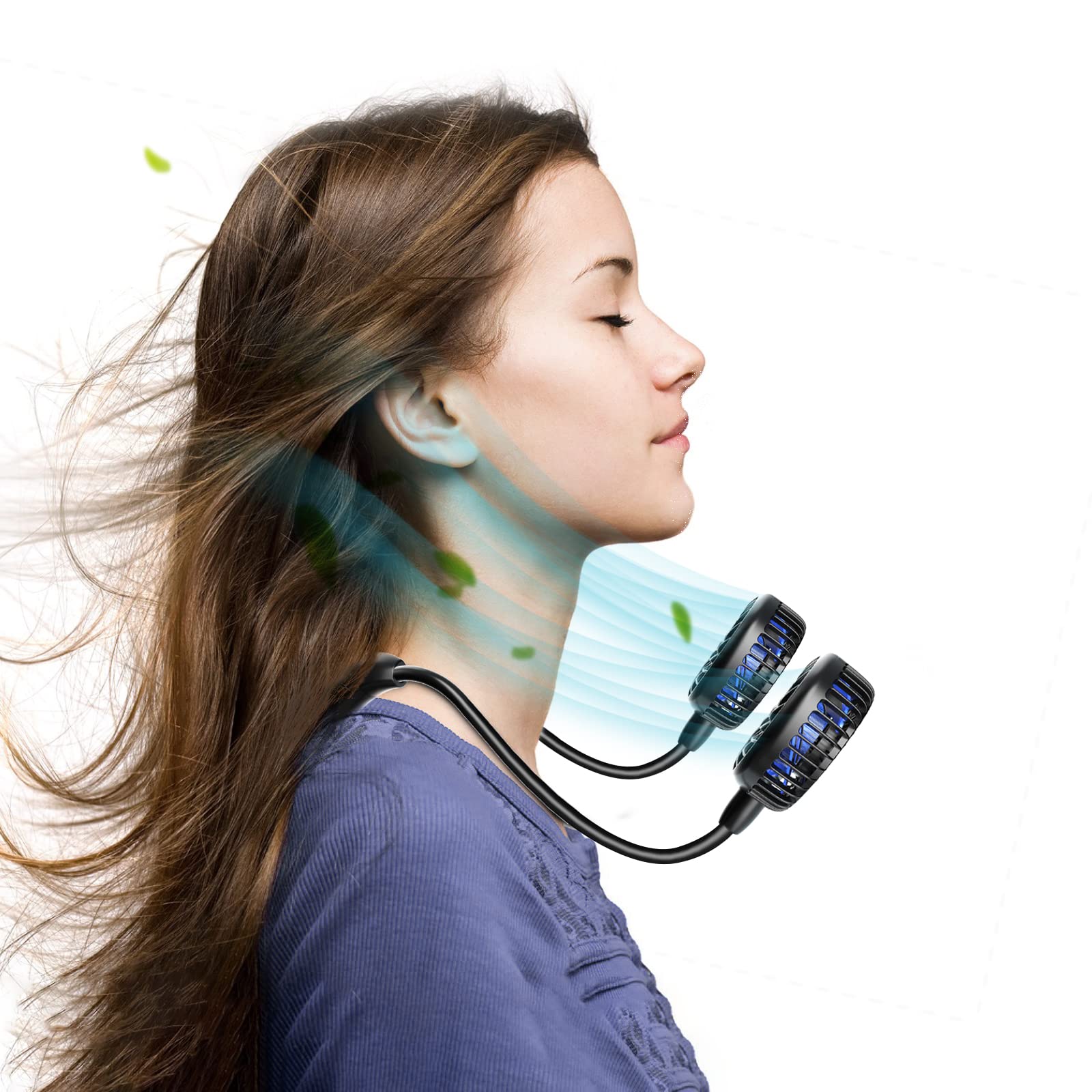 Handfan 10000Mah Neck Fan, 360?Rotation Personal Portable Fans For Your Neck, 48H Lasting Rechargeable Battery Operated Wearable