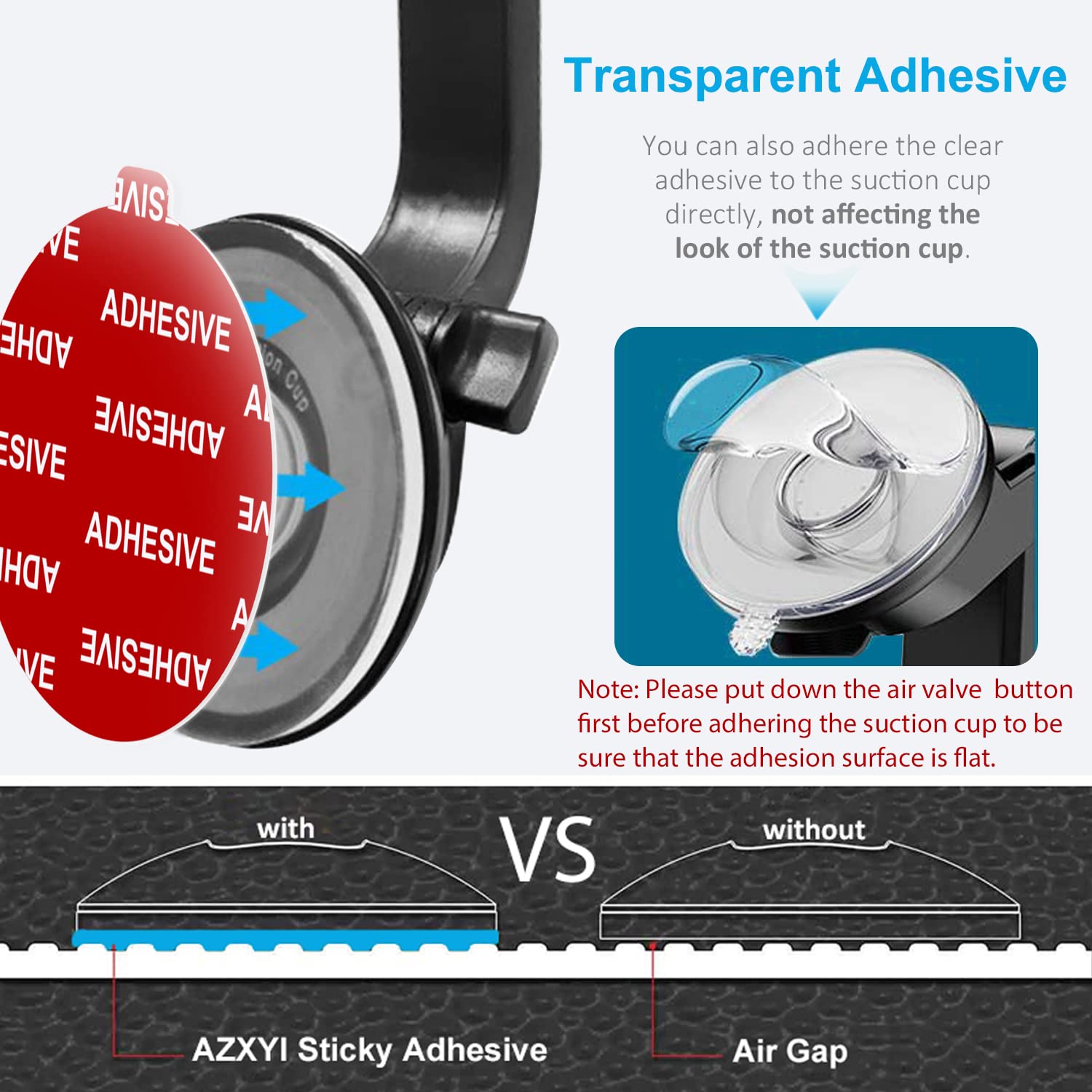 Azxyi Very High Bond Sticky Adhesive, 6 Pack Dashboard Pad Mounting Disk Adhesive Replacement Kit, Double Sided Stickers For Suction Cup Dashboard Phone Holder & Windshield Car Mount