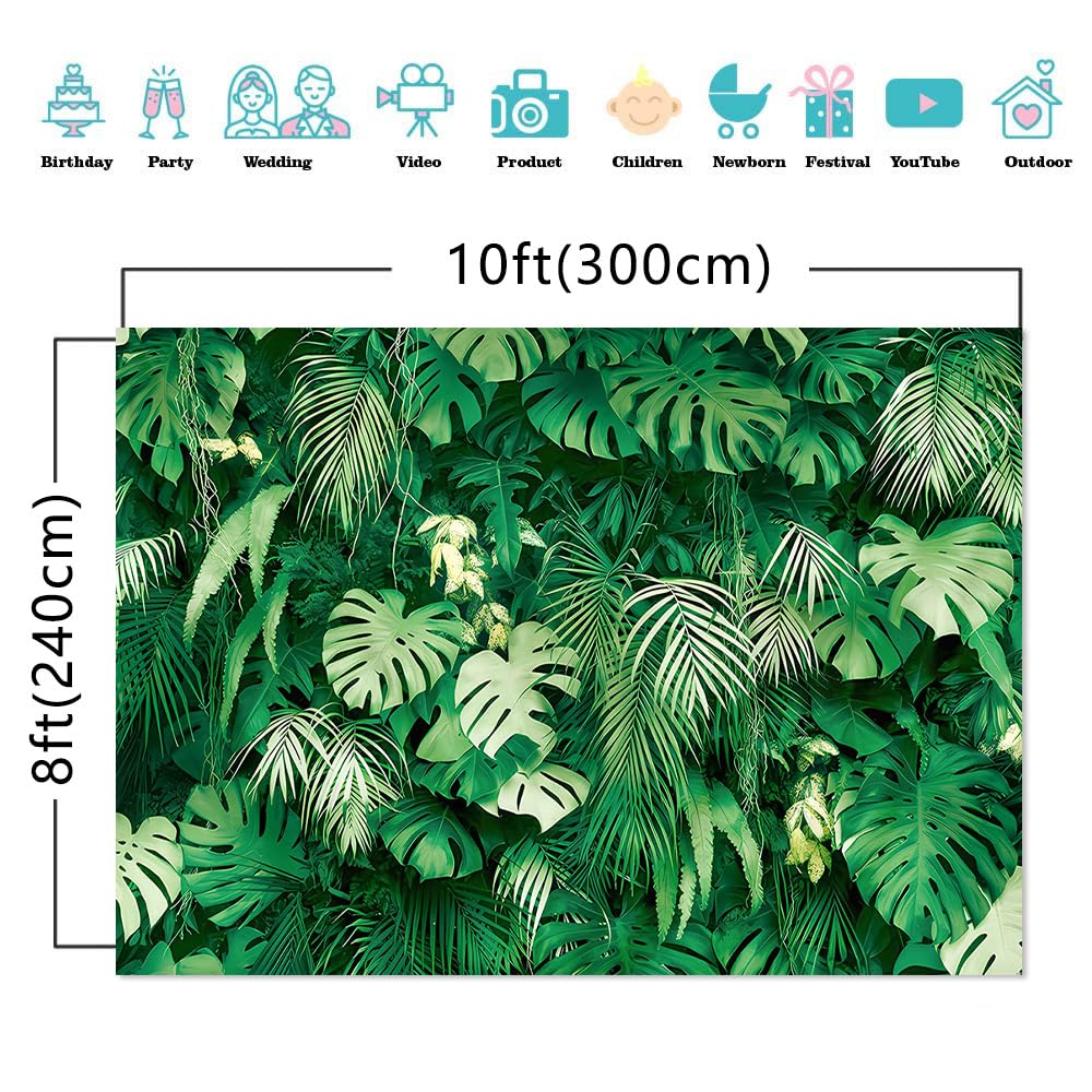 Maqtt 10X8Ft Jungle Palm Wildlife Park Photo Backdrop Tropical Rainforest Plant Photography Background Baby Shower Party Banner
