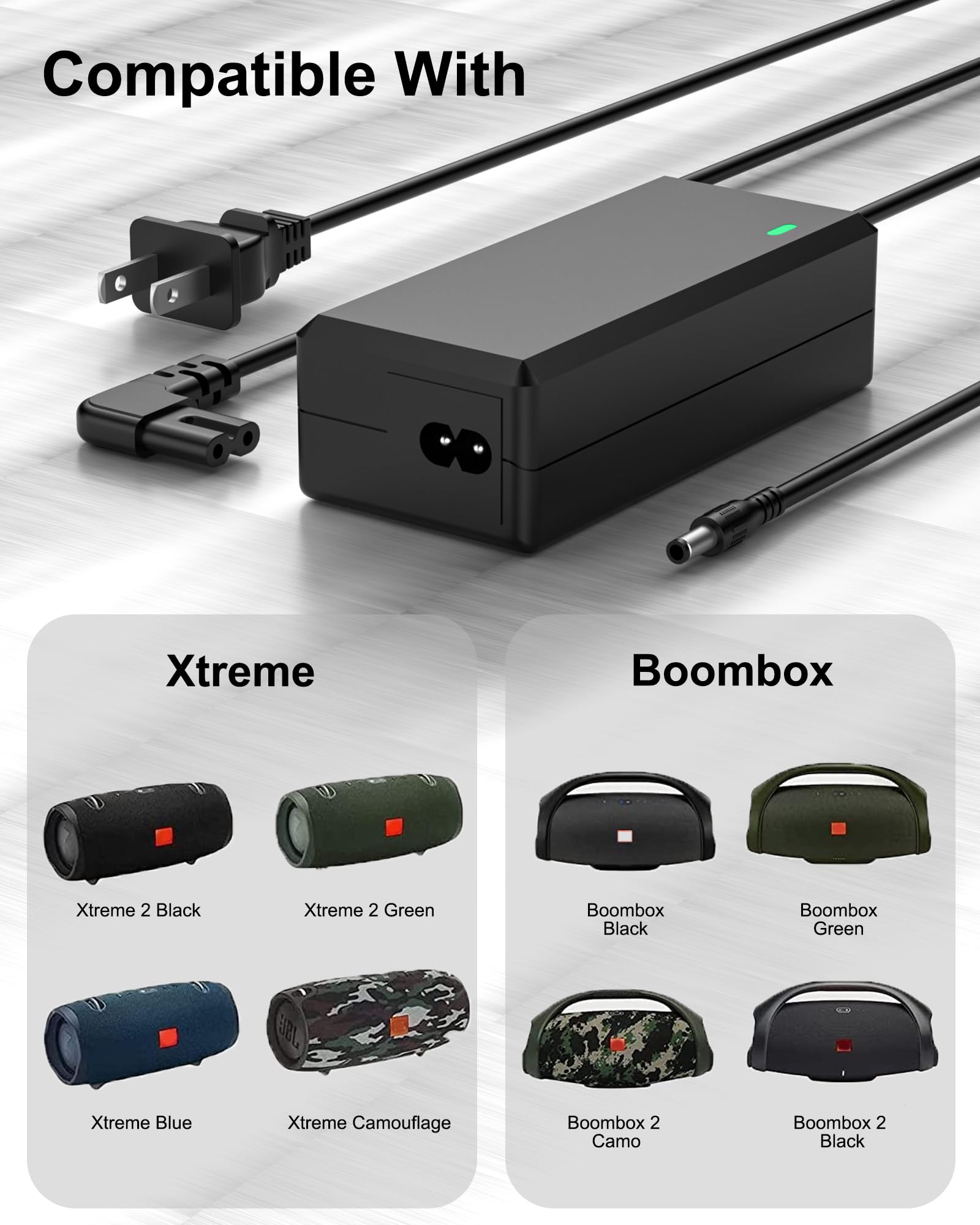 POANES 19V Power Cord Charger for JBL Xtreme 2 & Boombox - 9.8FT, Black, Model CT-1250, Compatible with Portable Bluetooth Speakers