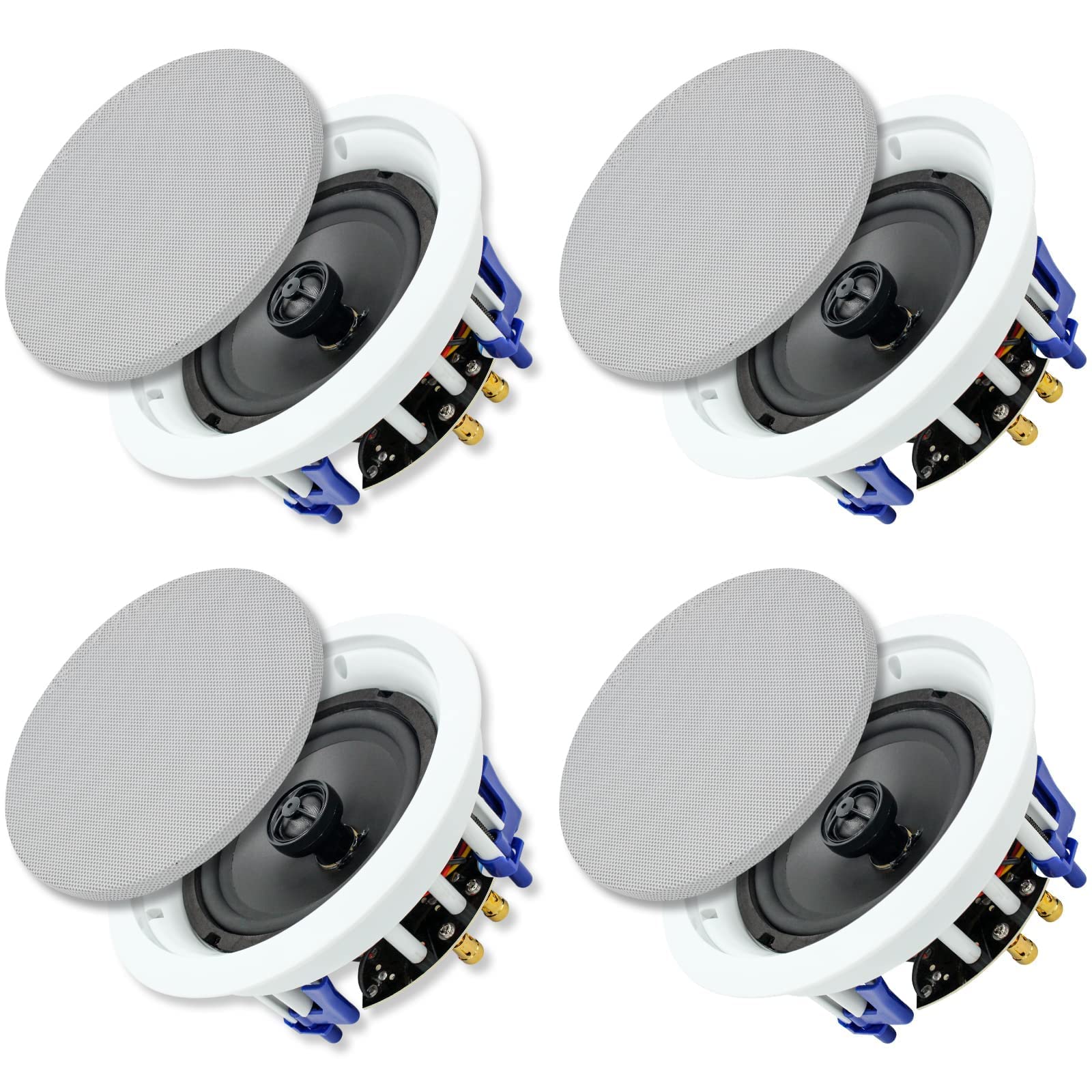Herdio 6.5 Inch 640 Watts Ceiling Speakers 2 Way Flush Mount Passive Perfect For Office,Kitchen,Living Room,Bathroom(4 Speakers)