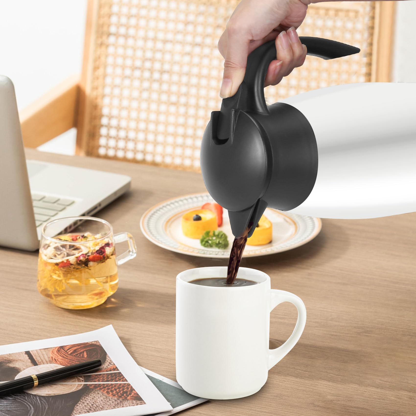 70Oz Thermal Coffee Carafe Insulated Coffee Thermos Airpot, Stainless Steel Coffee Carafes Urn For Keeping Hot, Double Walled In