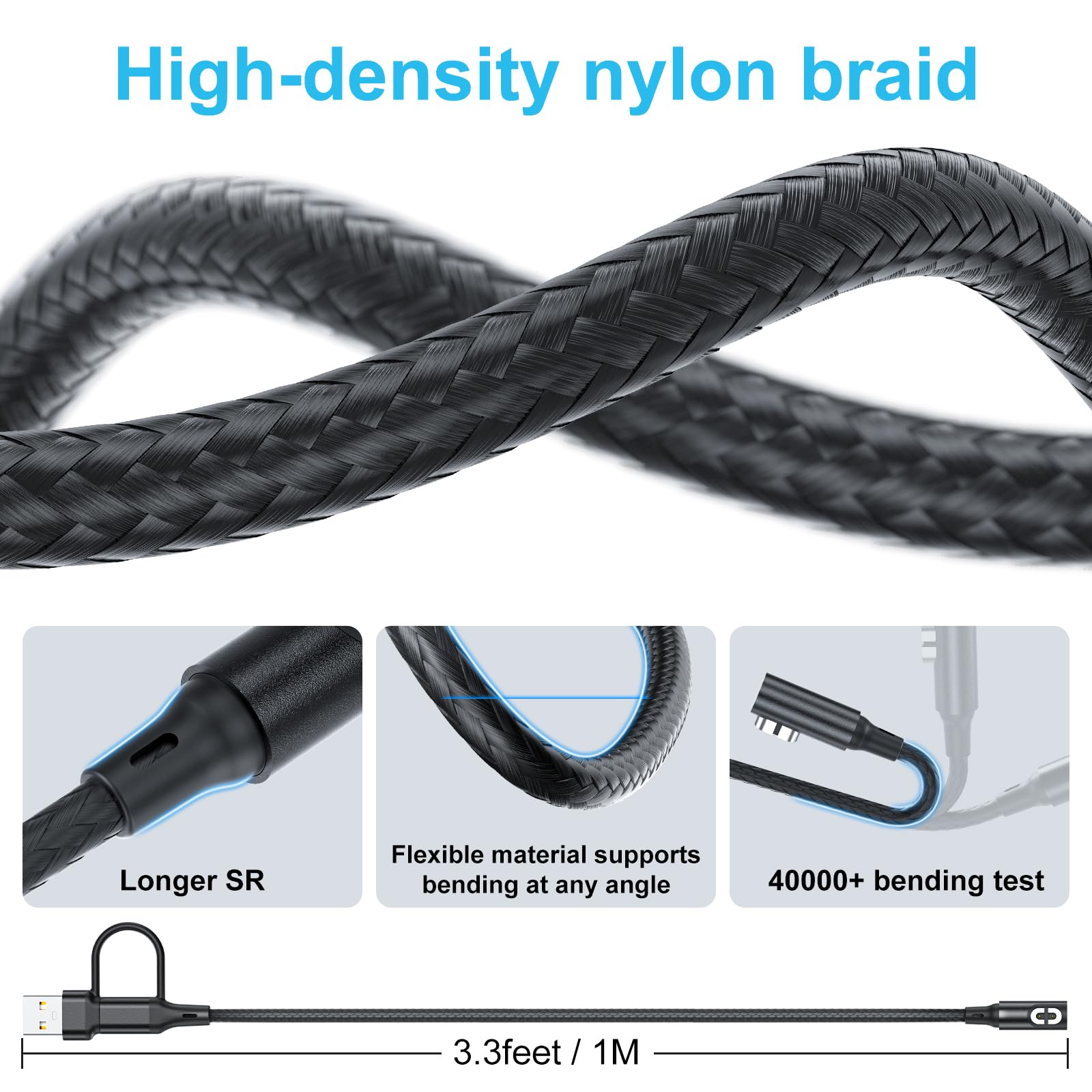 Guugei Charging Cable For Shokz [2Pcs 3Ft] 2 In 1 Aftershokz Charger Cable,Compatible For Aeropex As800 /Openrun/Pro/Mini/Openco