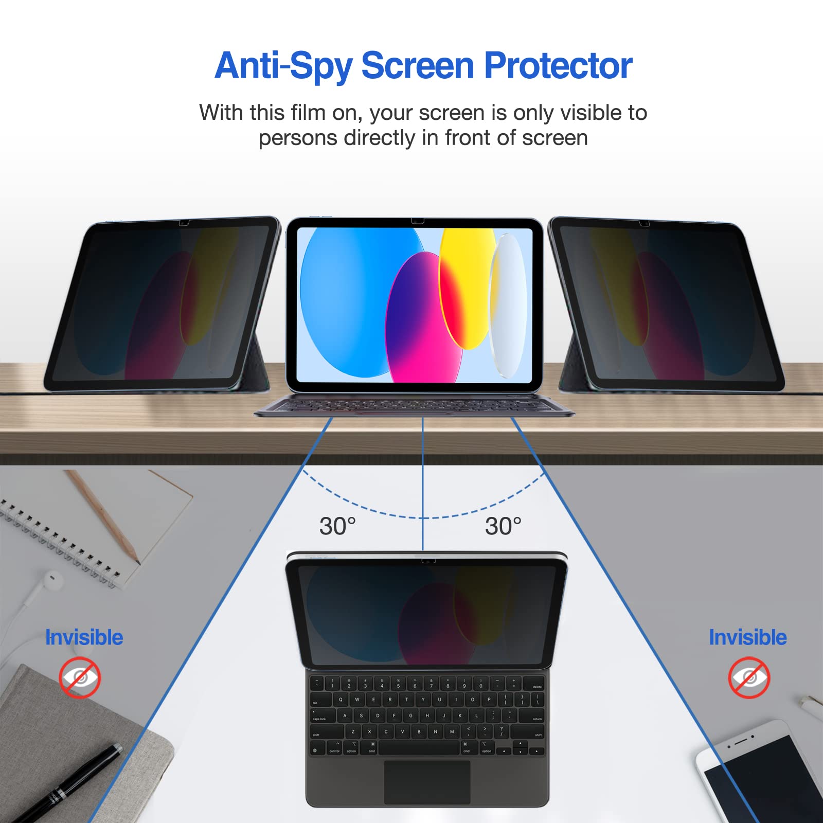 Procase 1 Pack Privacy Screen Protector For Ipad 11Th Generation 2025 11 Inch/ 10Th 10.9 Inch 2022, Anti Spy Tempered Glass Film For Ipad 11/10 Gen 11' 10.9'