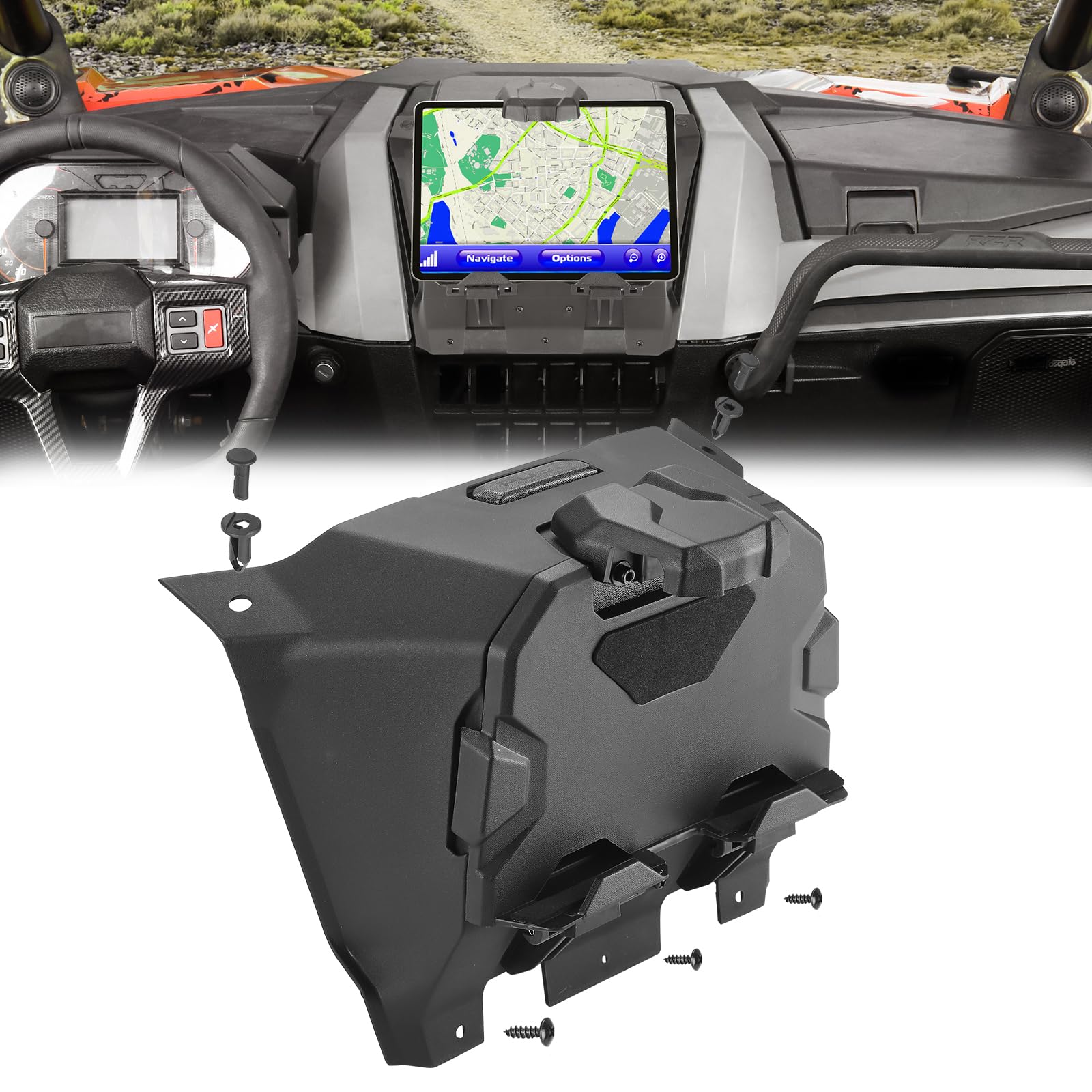 Kemimoto Pro Xp Electronic Device Mounts With Storage Box, Utv Electronic Device Holder Gps Mount Phone Tablet Mount Compatible 