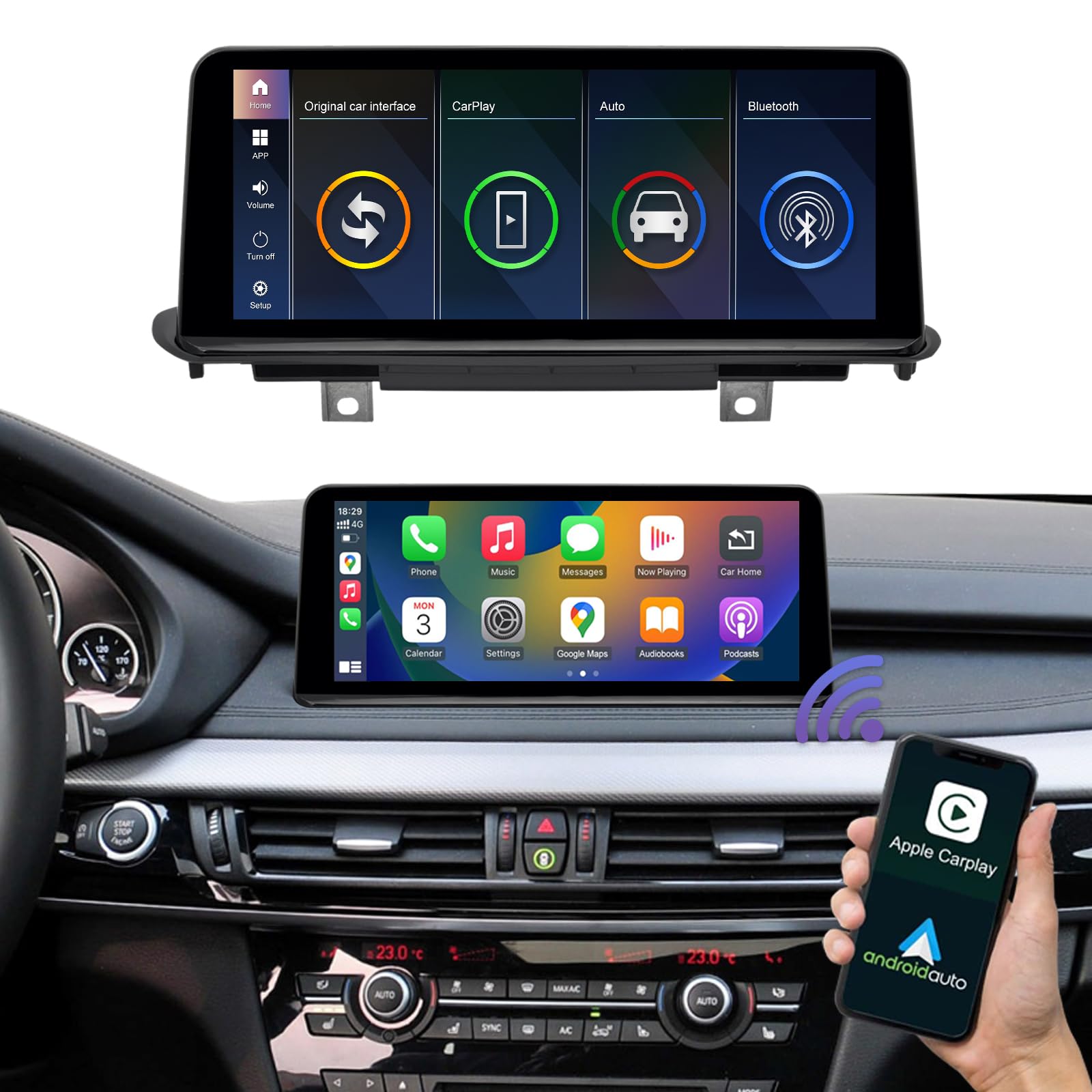 Road Top 10.25 Inch Touchscreen Wireless Carplay Android Auto For Bmw X5 X6 Series F15/F16 2014 2016 Year With Nbt System, Car S