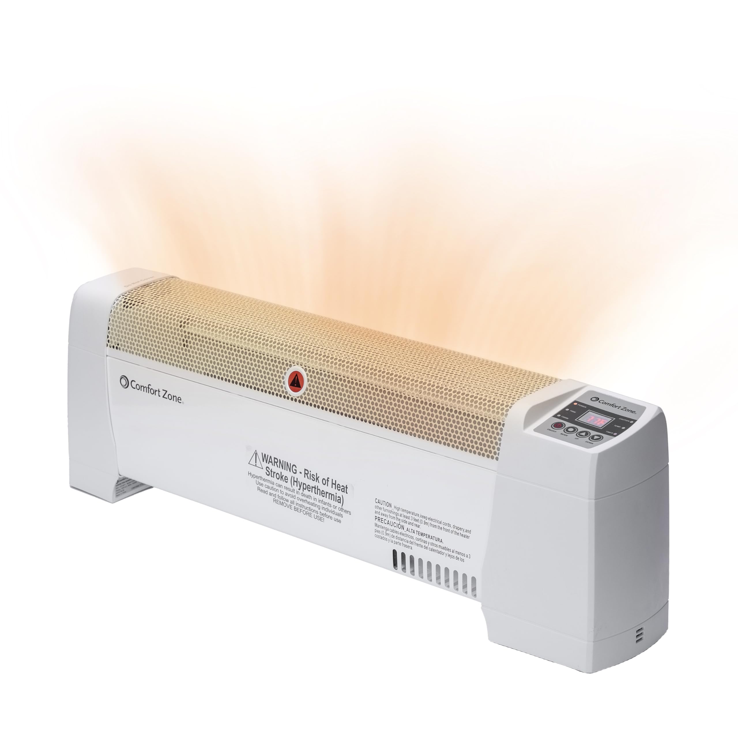 Comfort Zone Space Heaters For Indoor Use, Baseboard Heater, Bedroom Heater, Digital Adjustable Thermostat, Dent Proof Ends, Por