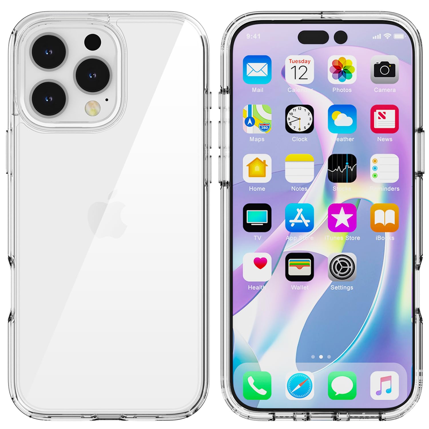 Tenoc Phone Case Compatible With Iphone 16 Pro, Clear Case Non Yellowing Protective Bumper Hard Back Cover For 6.3 Inch