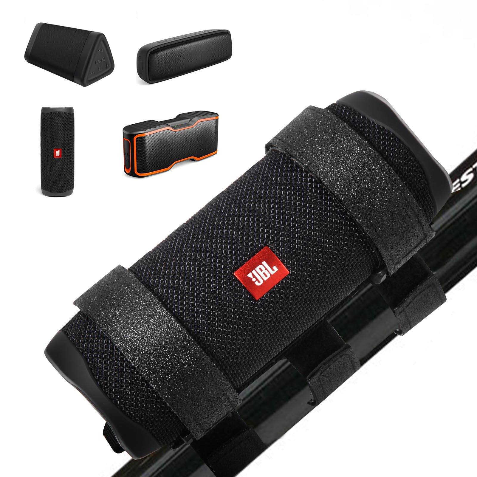 Caudblor Portable Speaker Mount For Bike/Golf Cart Railing/Boat, Adjustable Outdoor Wireless Speaker Strap Holder Accessory,Fit 