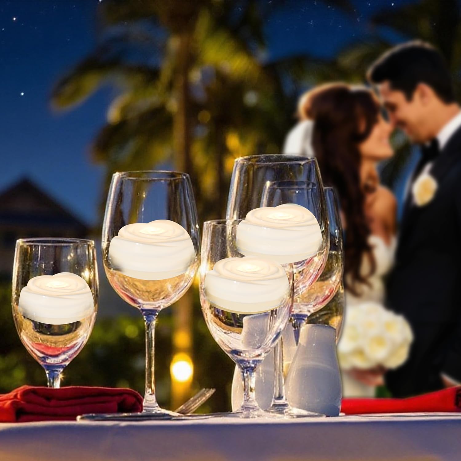 Aignis 36Pcs Flameless Led Floating Candles, White Rose Plastic Tealight Battery Operated, 120+ Hours Glow Time, Cozy Light For