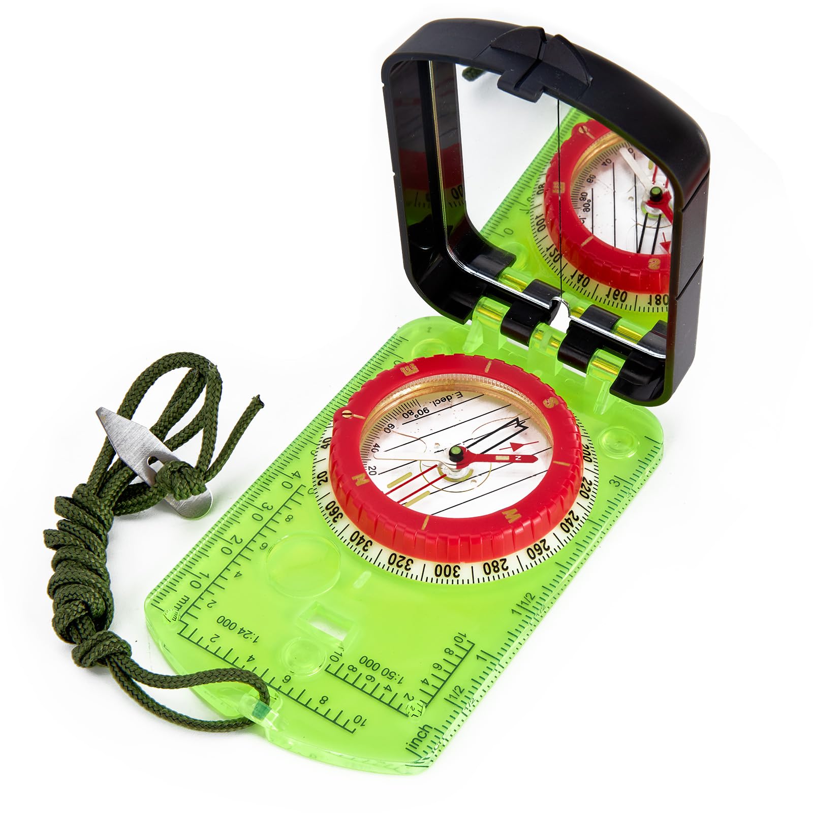 Sportneer Hiking Compass with Mirror - Orienteering Compass for Kids, Gifts, Hiking, Camping, Backpacking - Green