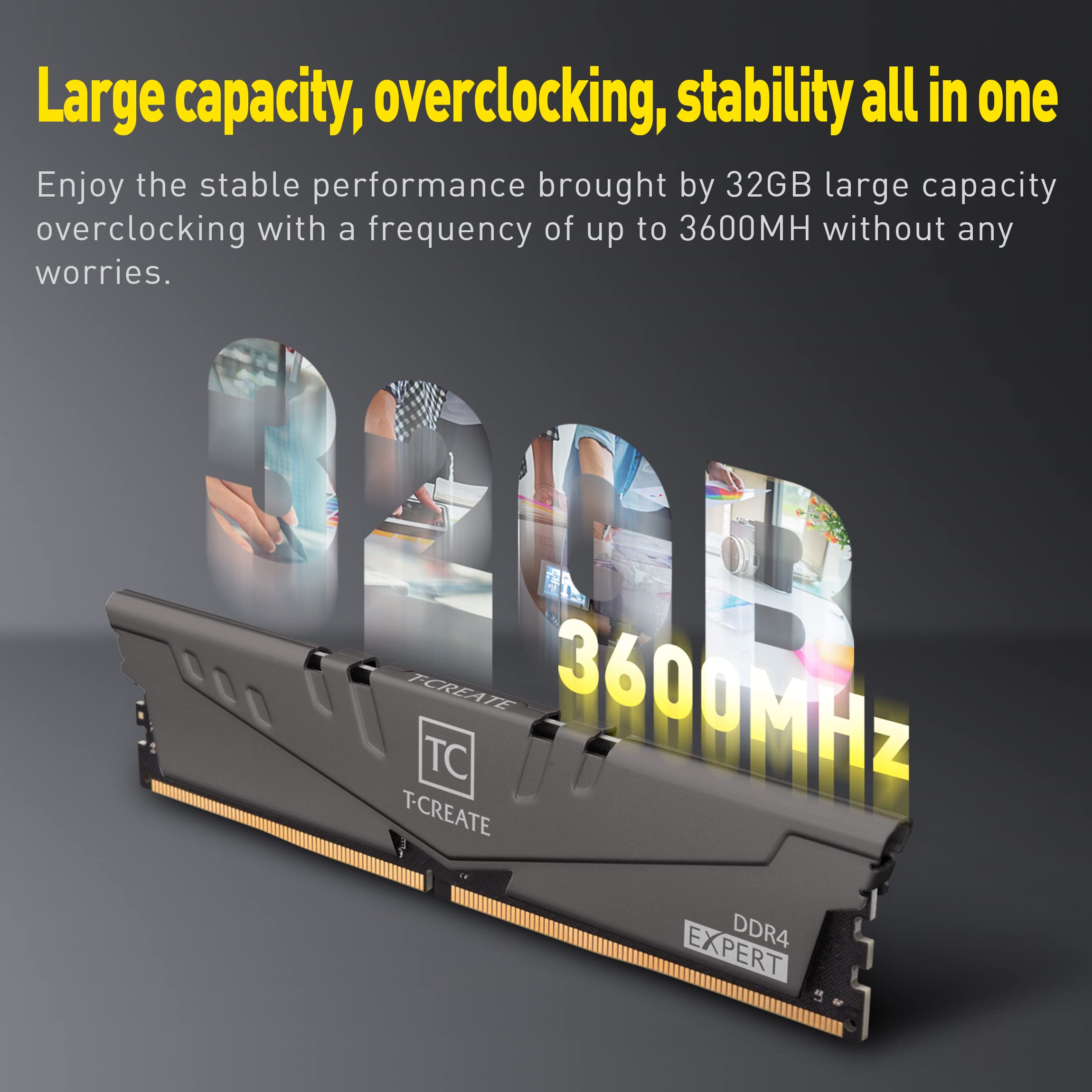 Teamgroup T Create Expert Overclocking 10L Ddr4 32Gb Kit (2 X 16Gb) 3200Mhz (Pc4 25600) Cl16 Desktop Memory Module Ram   Ttced43