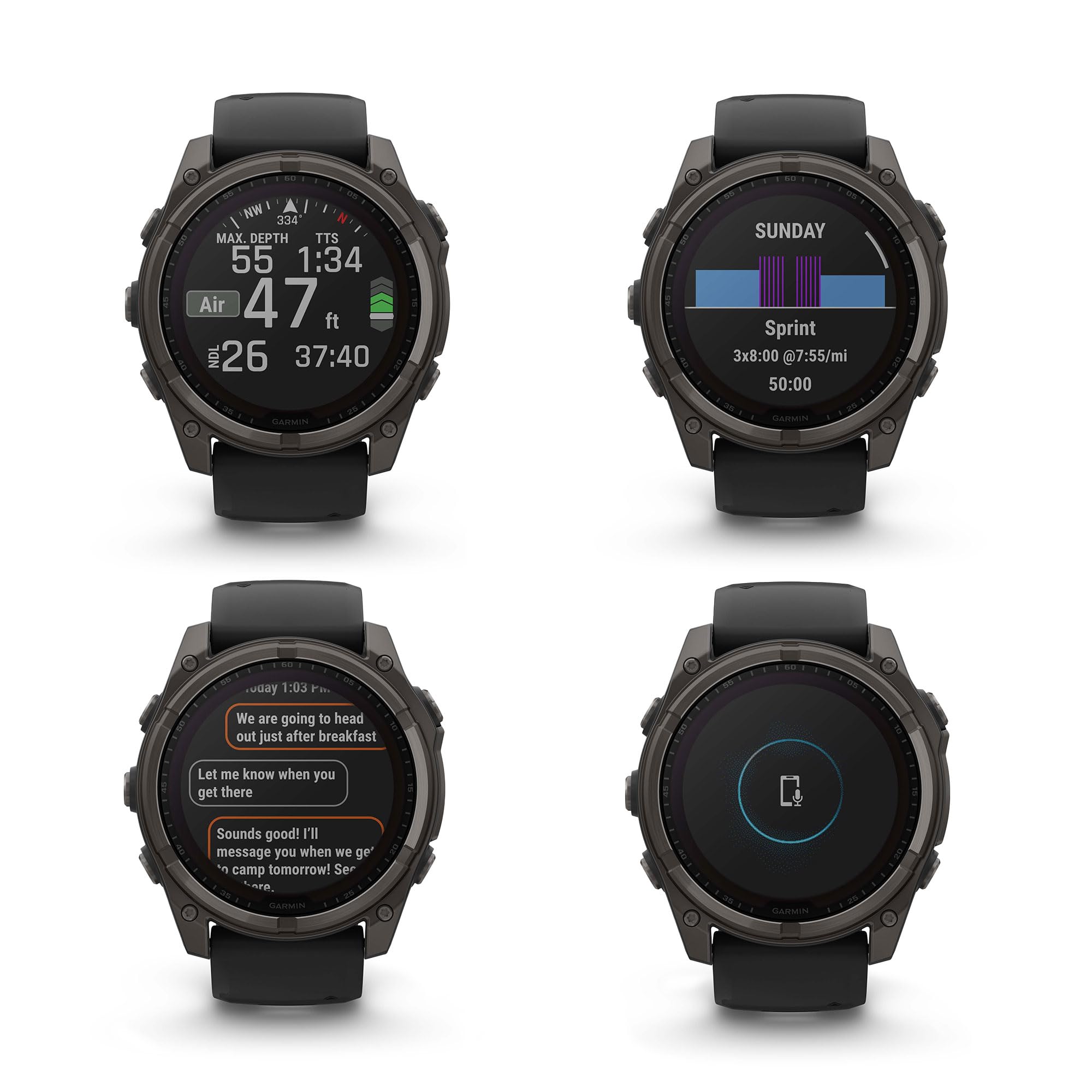 Garmin Fenix 8 51Mm Solar Sapphire Premium Multisport Gps Smartwatch Carbon Gray Dlc Titanium With Gray Silicone Band, Built-In