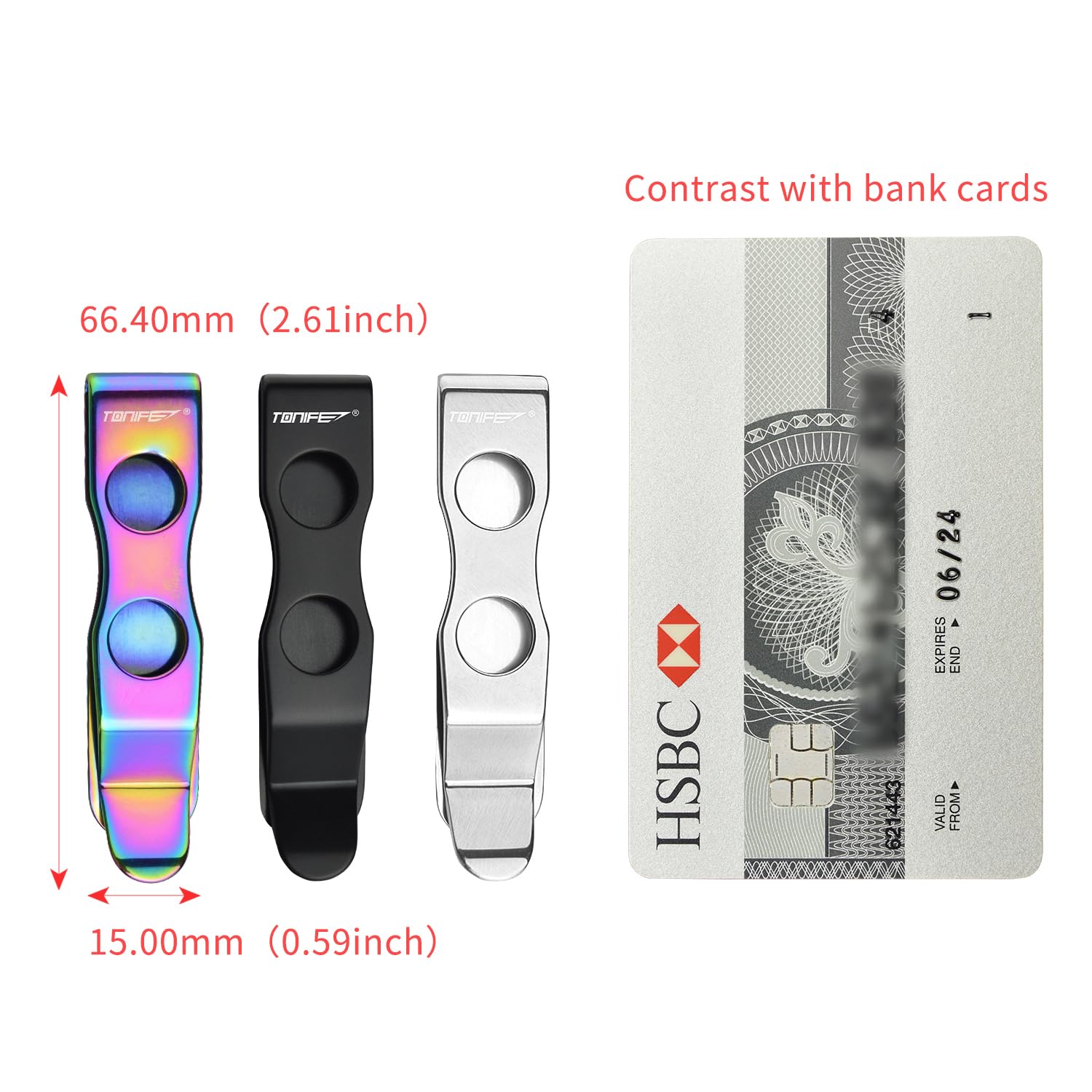 Tonife Pocket Clip For Smartphones Multi Tool Utility Clip For Belt Holster Mobile Case, Secured With 3M Vhb Adhesive, Stainless