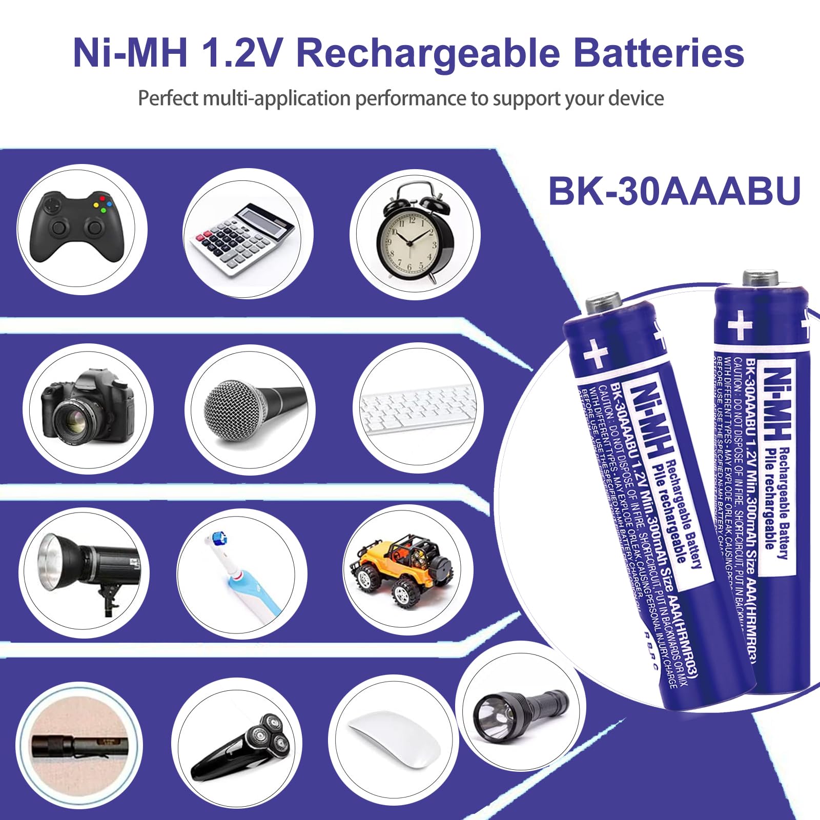 Osim 2Pack Bk 30Aaabu Ni Mh Aaa Rechargeable Batteries 300Mah Aaa Ni Mh Rechargeable Batteries 1.2V For Cordless Phones, Remote