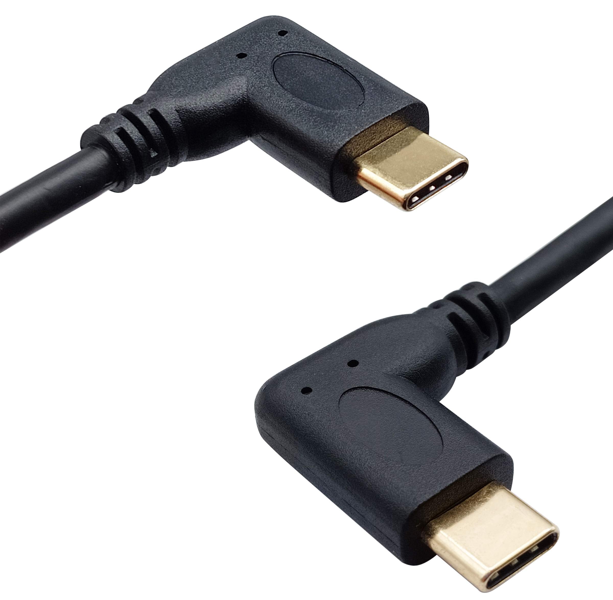 Aaotokk 90 Degree Usb 3.1 Type C Male To Male Gen 2 (10Gbps) Connector Extension Cable, Supports Charging, Data, Audio, Video Ca