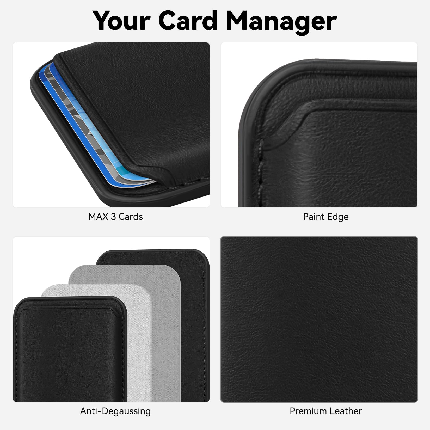 Amzone Stronger Magnetic Wallet Cell Phone Card Holder For Iphone 15 Series, Rfid Leather Phone Wallet Stick On Series Of Iphone