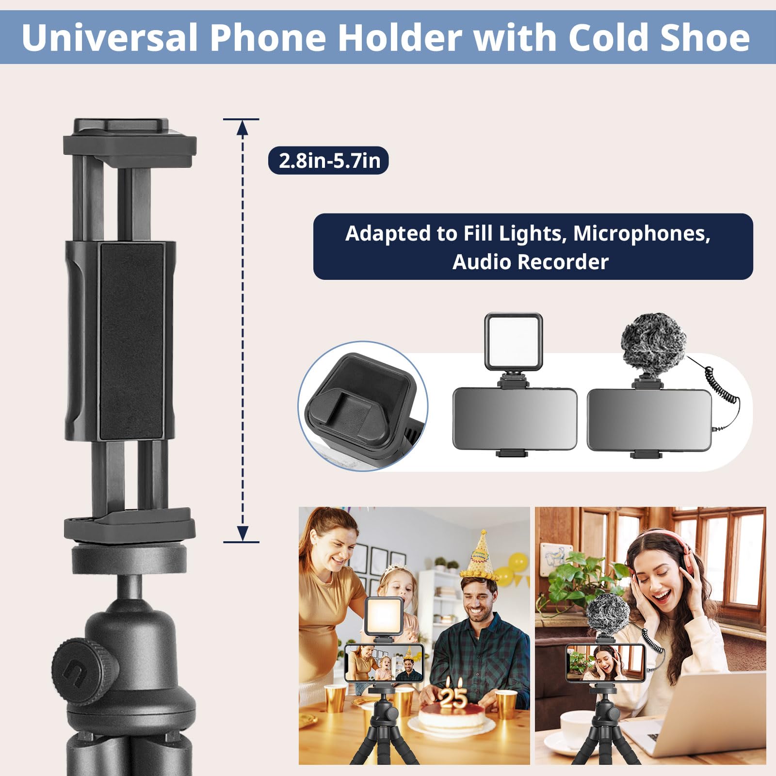 Eicaus Portable And Flexible Phone Tripod Stand For Cellphones, Compact Mini Tripod With Remote For Video Recording, Vlogging An