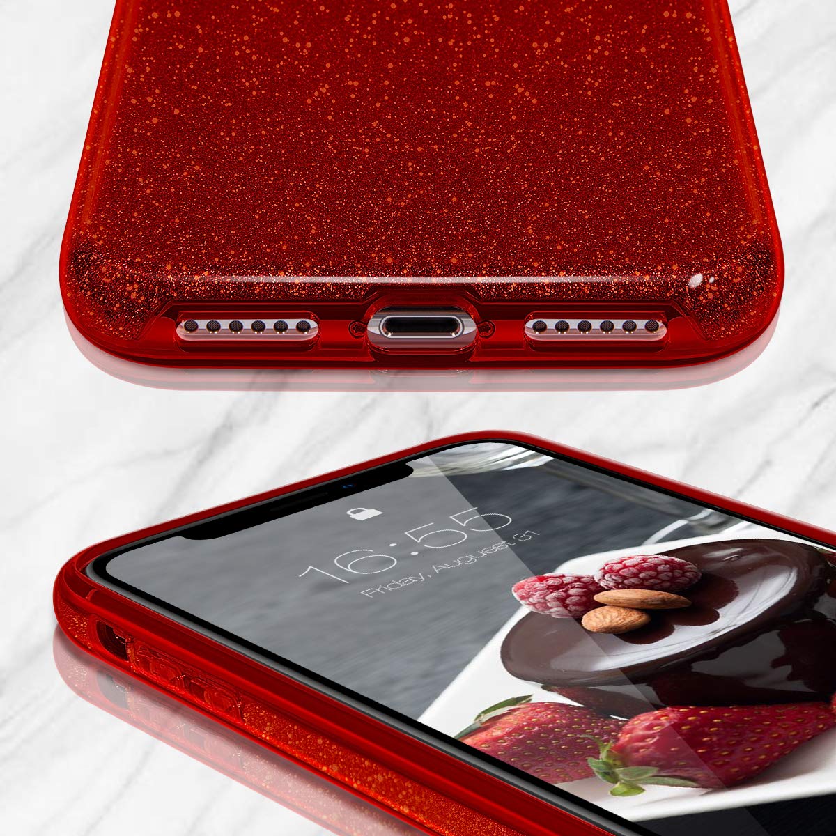 Mateprox Compatible With Iphone 11 Pro Case,Bling Sparkle Cute Girls Women Protective Christmas Case For Iphone 11 Pro 5.8Inch(R