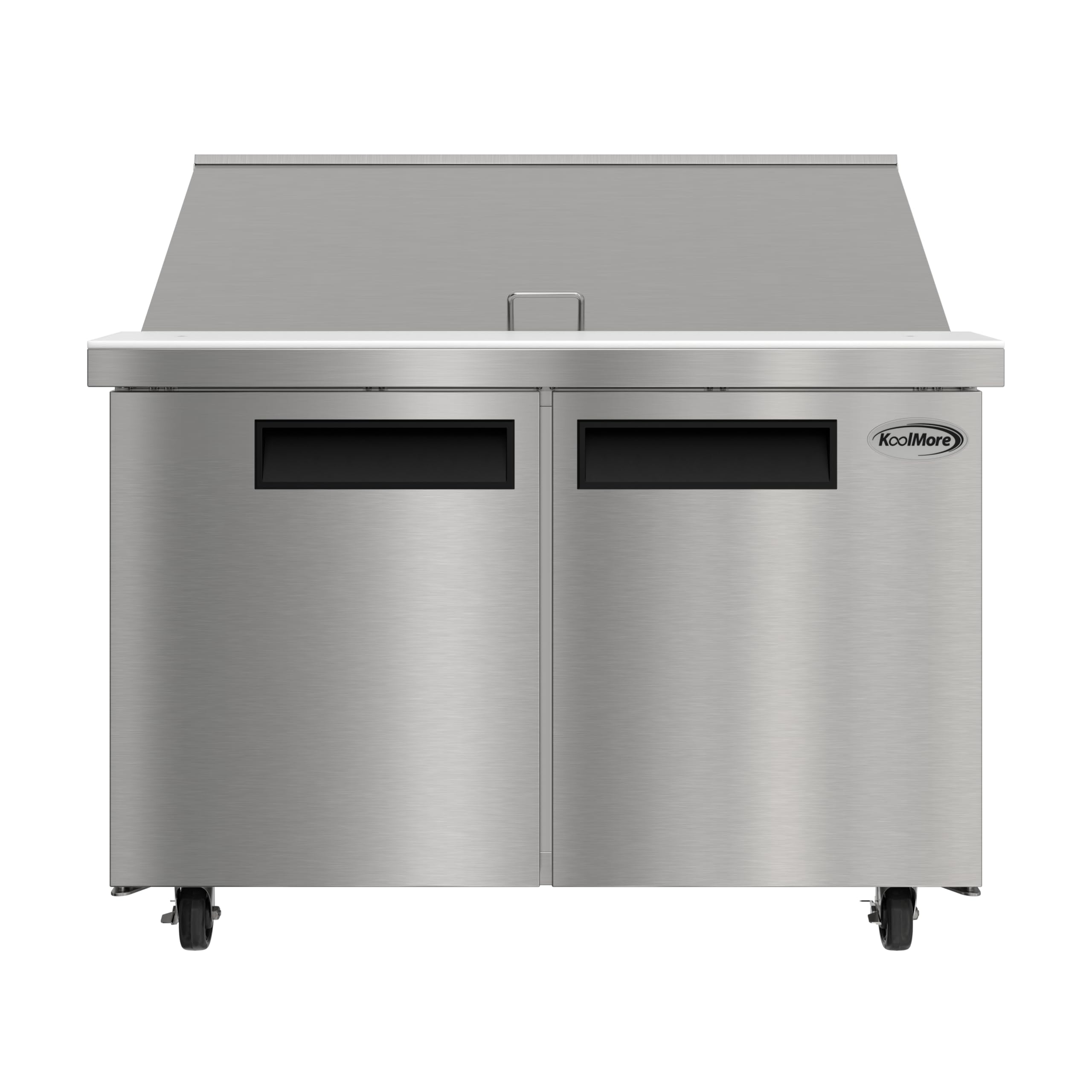 KoolMore 46 in. Commercial 2-Door Refrigerated Mega Salad and Sandwich Prep Table, 18 Pan Capacity and 14 Cu. Ft. of Storage in