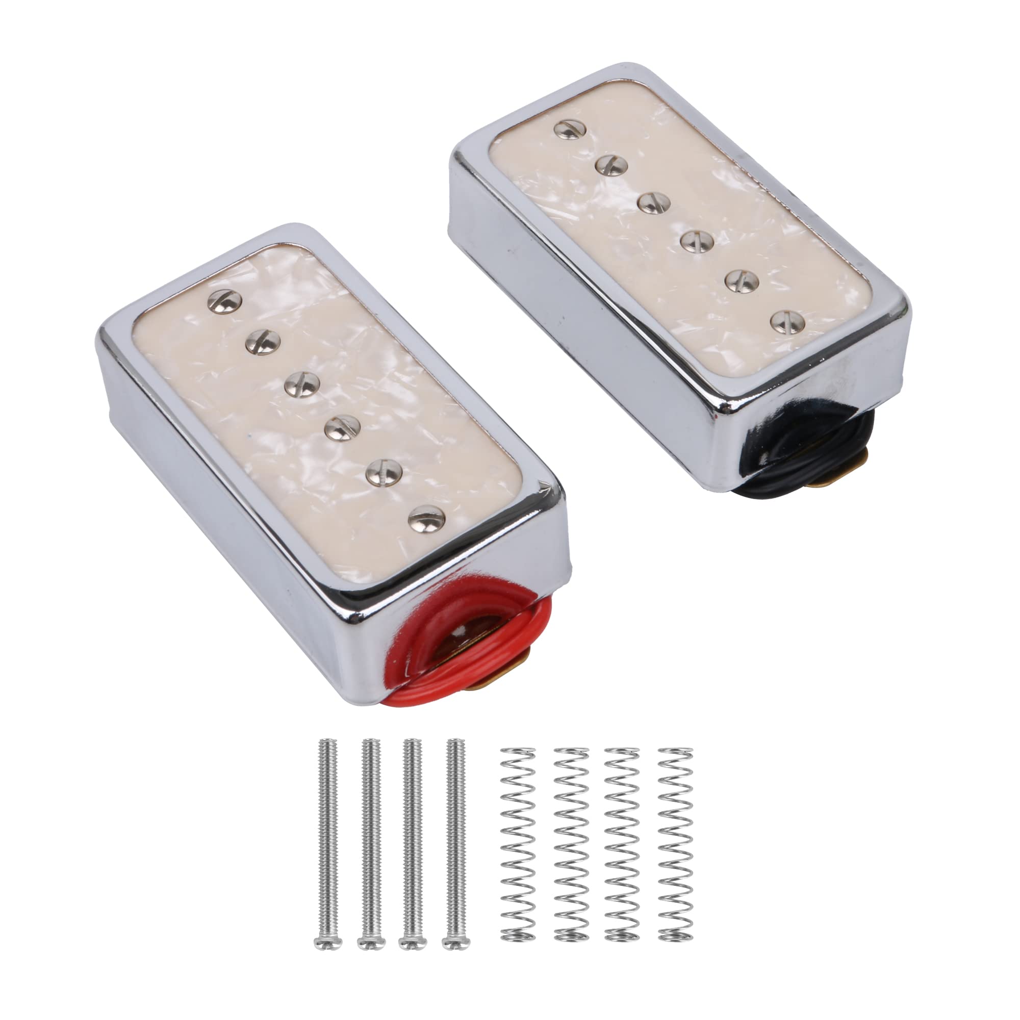 Yibuy Cream Color Pearl P90 Single Coil Bridge & Neck Pickups Set for Electric Guitar Parts