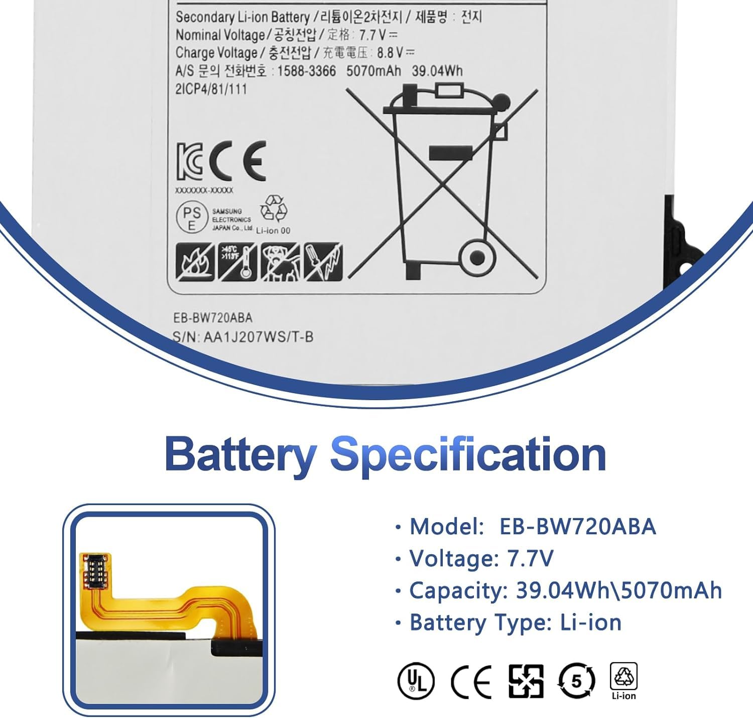 ANTIEE EB-BW720ABA EB-BW720ABE Laptop Battery for Samsung Chromebook Plus V2, Chromebook 4/4+, Galaxy Book 12 - 7.7V 39.04Wh Li-ion