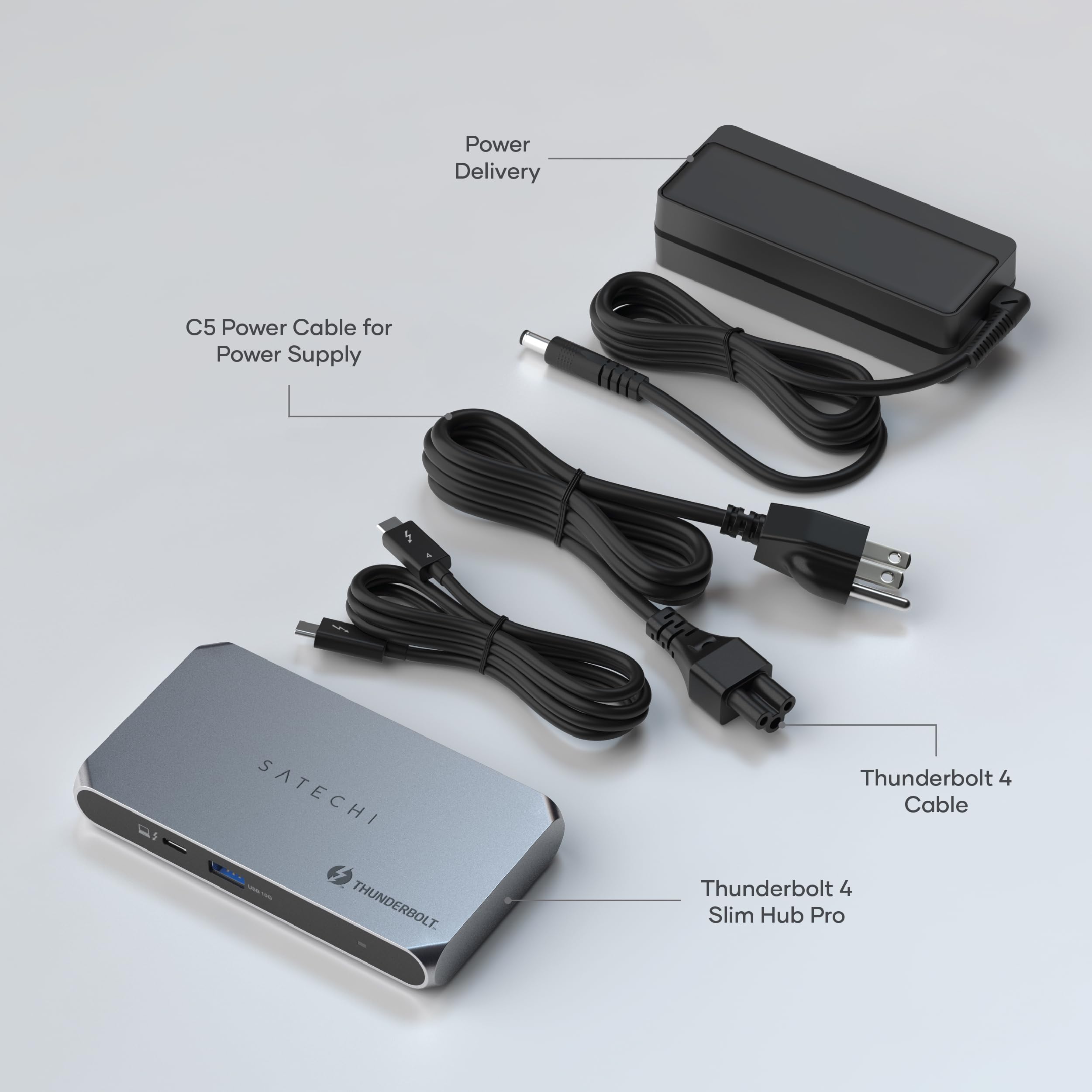 Satechi Thunderbolt 4 Hub Slim Pro, Usb C 96W Charging, Single 8K Or Dual 4K Display, 4 Thunderbolt 4 Ports, Usb 3.2 Gen2 � For Macbook Pro/Air M1 M2 M3, Dell, Hp, Surface, Lenovo
