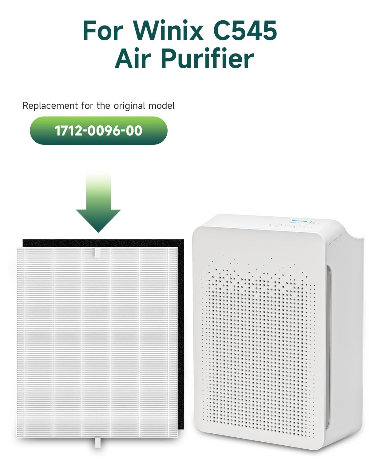 2 Pack C545 Replacement Filter S Kit Compatible With Winix C545 Air Purifier, H13 True Hepa Filter, Replace 1712 0096 00