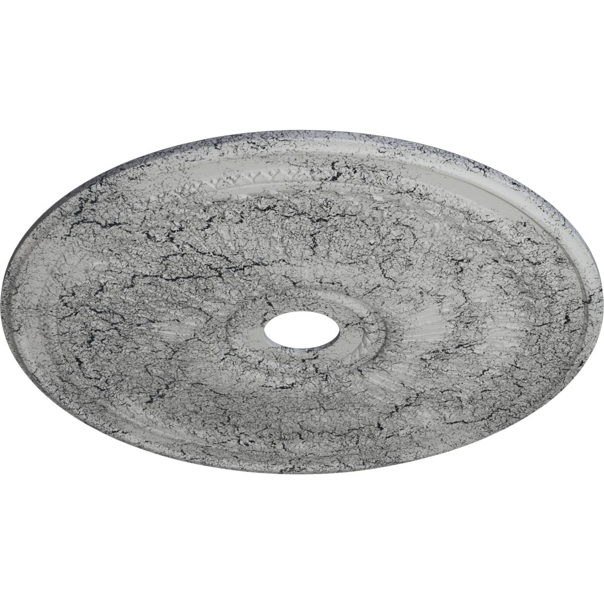 Ekena Millwork Cm29Oauwc Oakleaf Ceiling Medallion, 29 1/8''Od X 3 5/8''Id X 1''P, Hand Painted Ultra Pure White Crackle