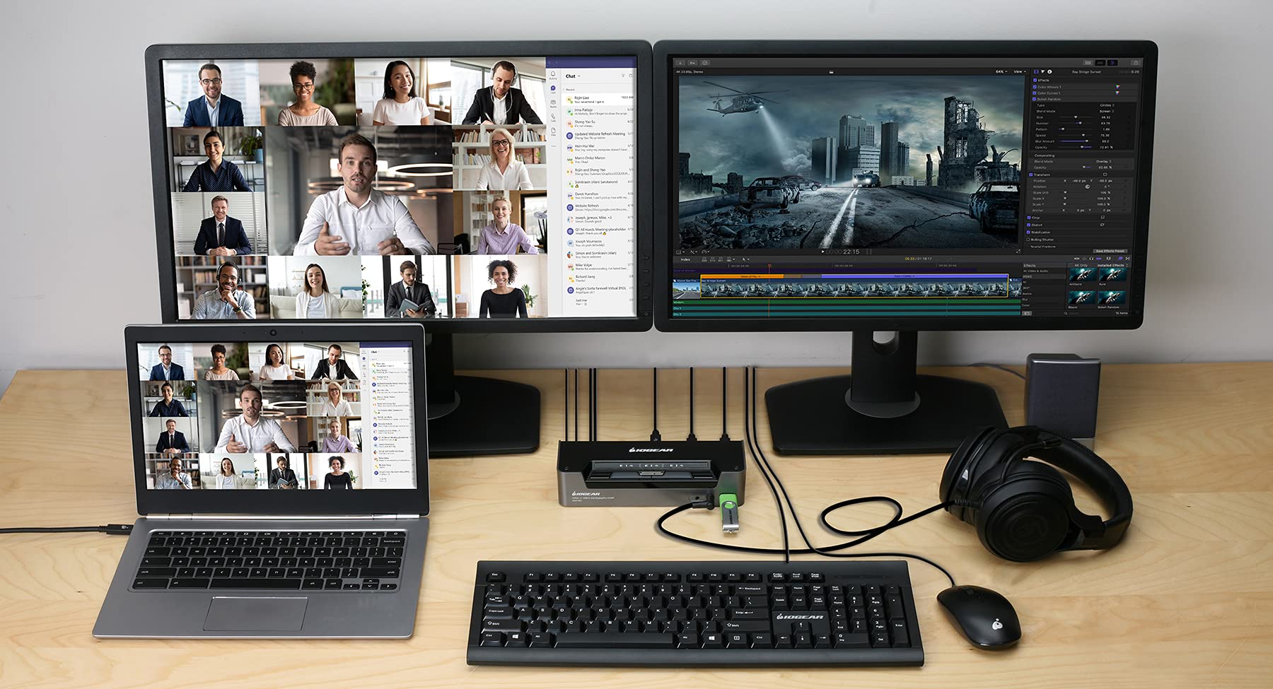 Iogear Kvmp 3-Port 4K Usb-C And Displayport Switch With Power Pass-Through - Gcs1953