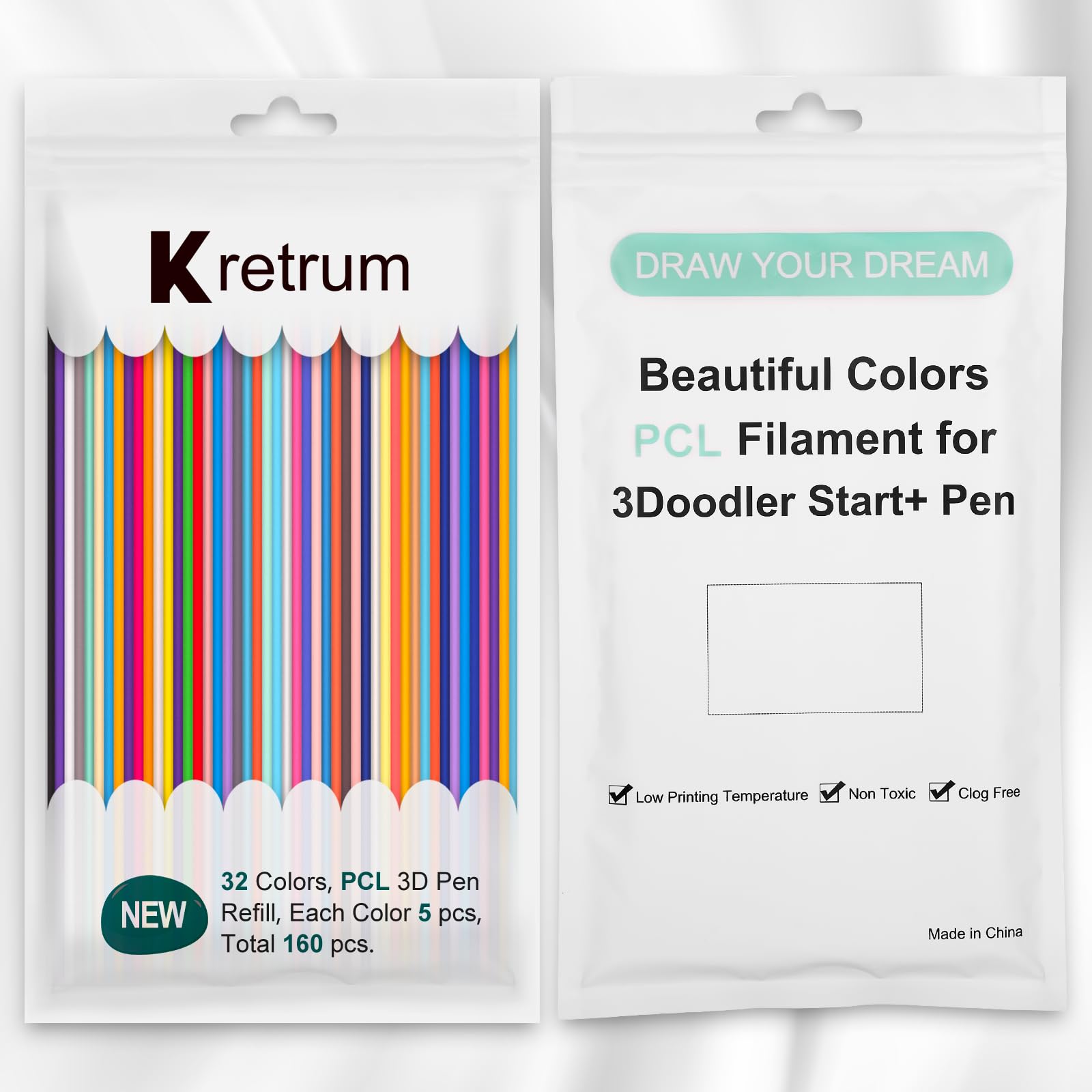 32 Colors 3D Doodler Pen Refills For 3Doodler Start 3D Pen Low Printing Temperature Pcl Filament 3Doodler Start Refills Packs Ea