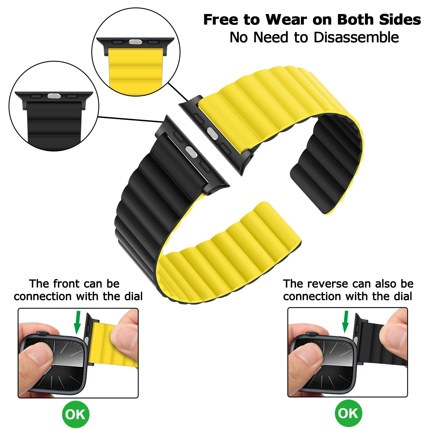 Tasikar Silicone Magnetic Bands Compatible With Apple Watch Band 42Mm(Series 10) 41Mm 40Mm 38Mm, Adjustable Strap With Strong Ma