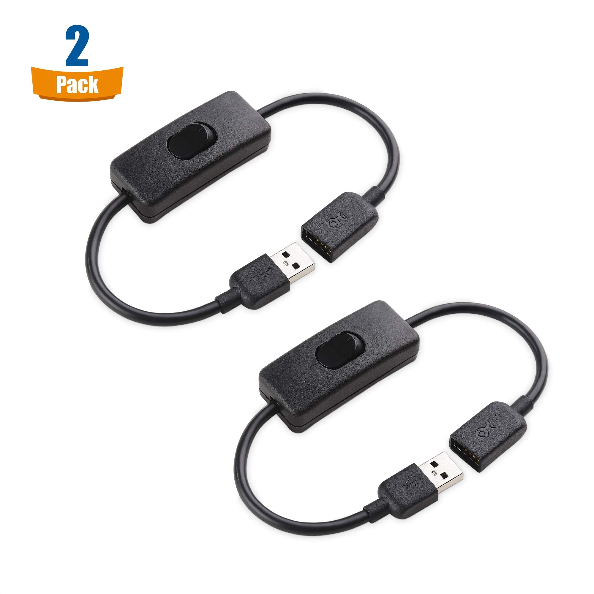 Cable Matters USB On Off Switch 1 ft Extension Cable, Black, Copper, Model 200031-BLK-1x2, Supports Data and Power