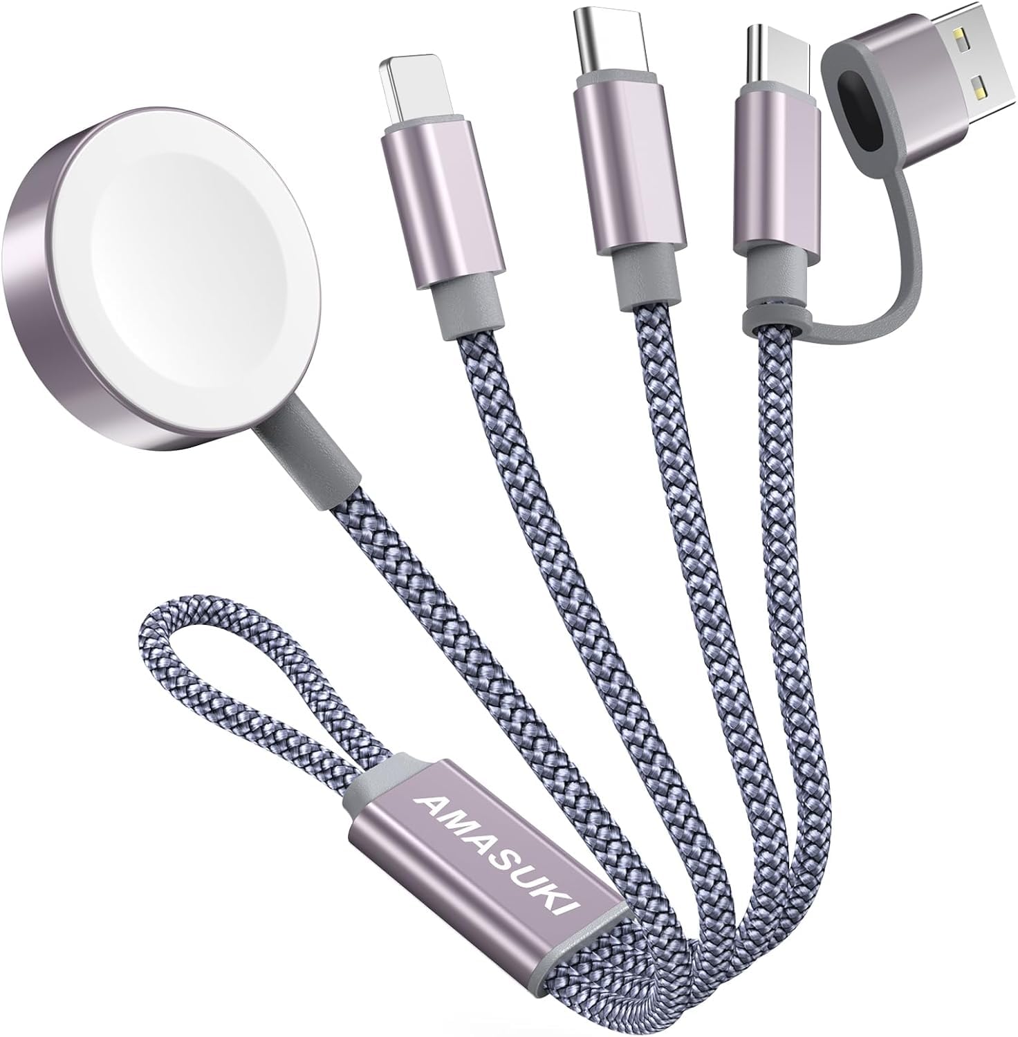 Short 8Inch 3 In 2 Usb C Cable For Apple Watch Charger Iphone Charger Usb C Multi Fast Charging Cable Compatible With Iwatch Ult